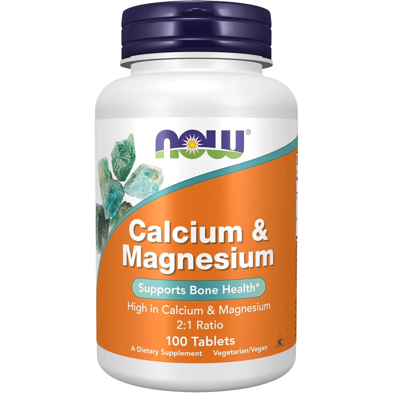 NOW Foods Calcium and Magnesium 2:1 Ratio, Supports Bone Health,100 Tablets