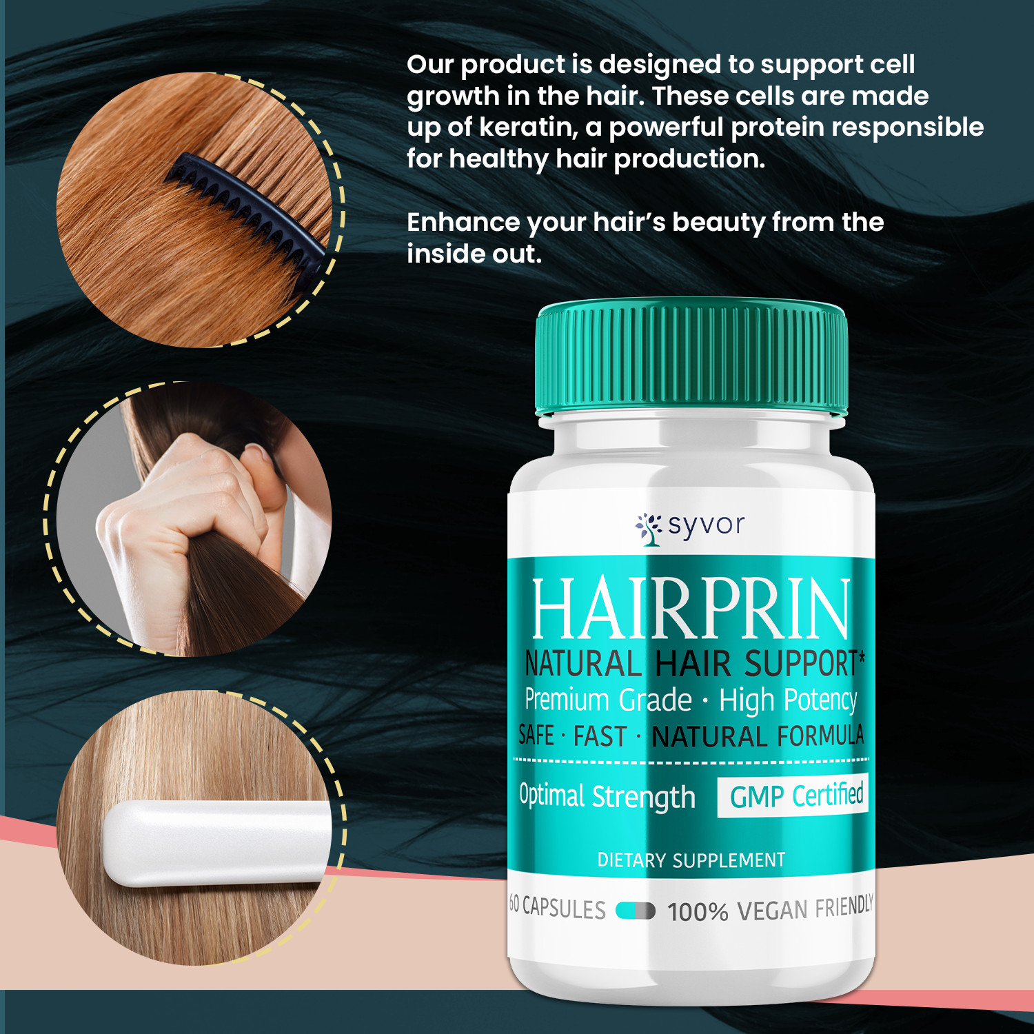 Hairprin Supplement Pills, Advanced Support for Healthy Hair Growth 180 Capsules