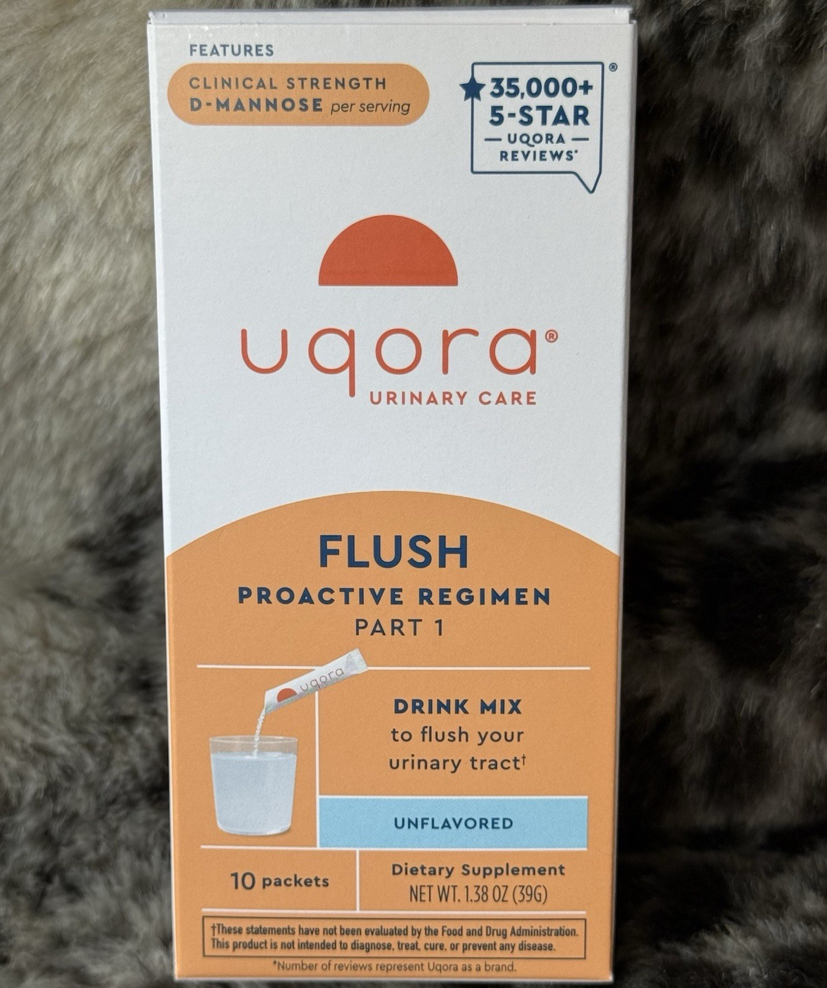 Uqora Flush D-Mannose Urinary Care Drink Mix Unflavored 10 Packets exp 01/27