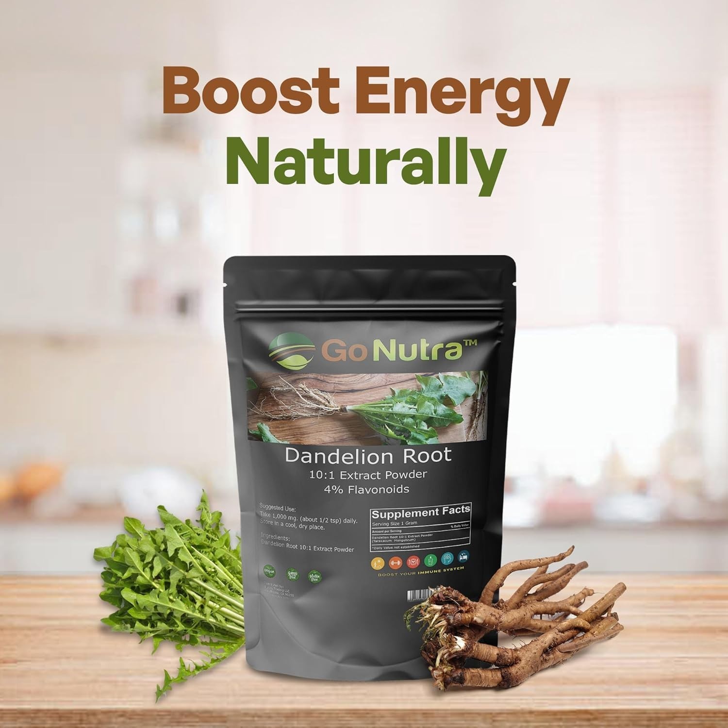 Go Nutra Dandelion Root Tea Powder | Natural Herbal Extract Tea | 8 Ounce