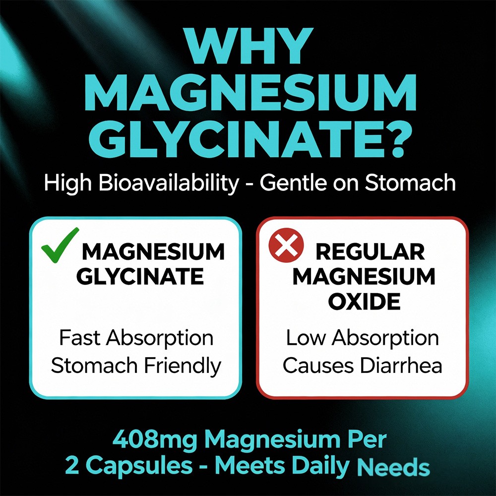 Magnesium Glycinate Supports Bone Growth & Muscle Relaxation 30/60/120 Capsules