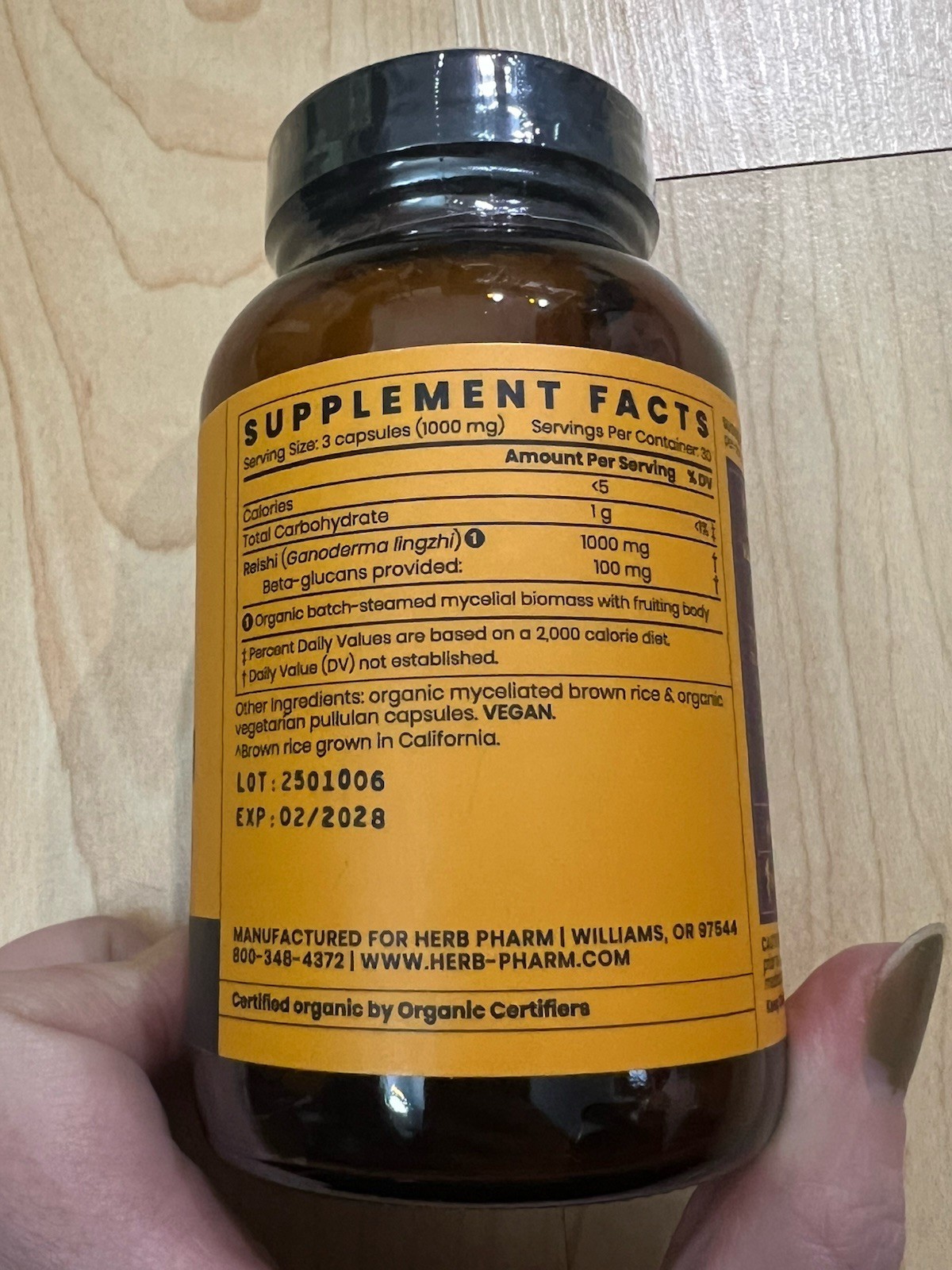 Herb Pharm Reishi 90 Capsules Vegan USDA Organic Immune Support