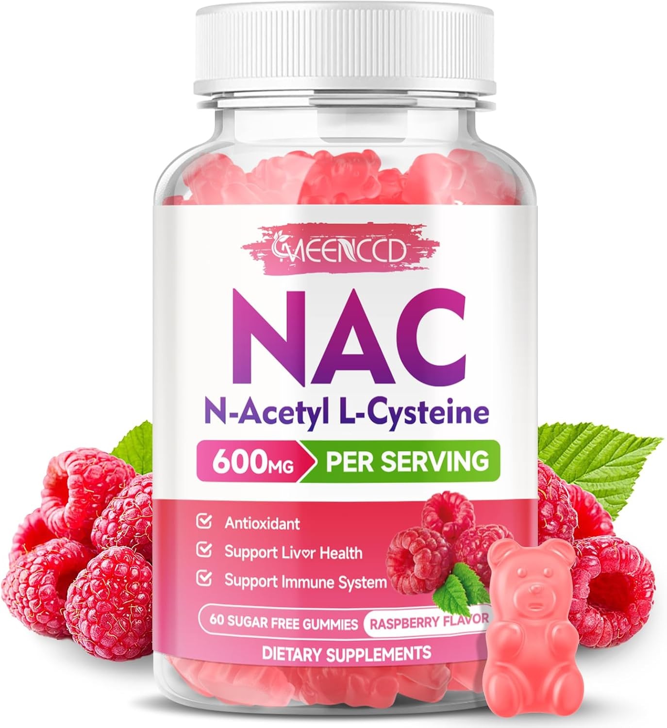 NAC Gummies, N Acetyl Cysteine 600mg, Supplement for 60 Count (Pack of 1)