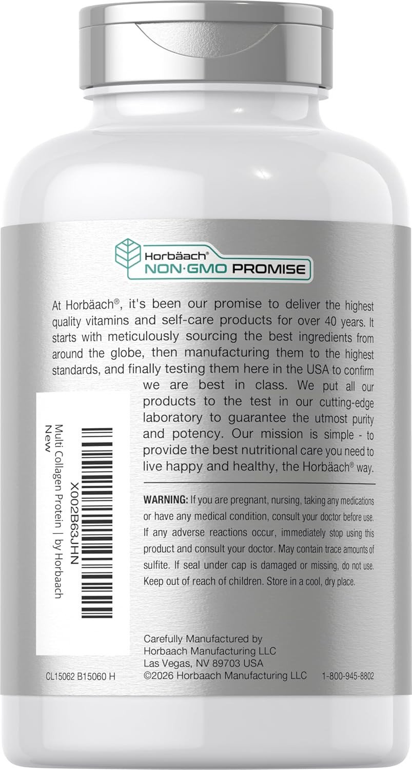 Horbäach Multi Collagen Protein 2000 mg | 180 Capsules 180 Count (Pack of 1)