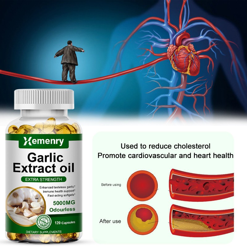 Garlic Oil Capsules 5000mg – 60 Rapid Release Softgels | Organic Garlic Extract