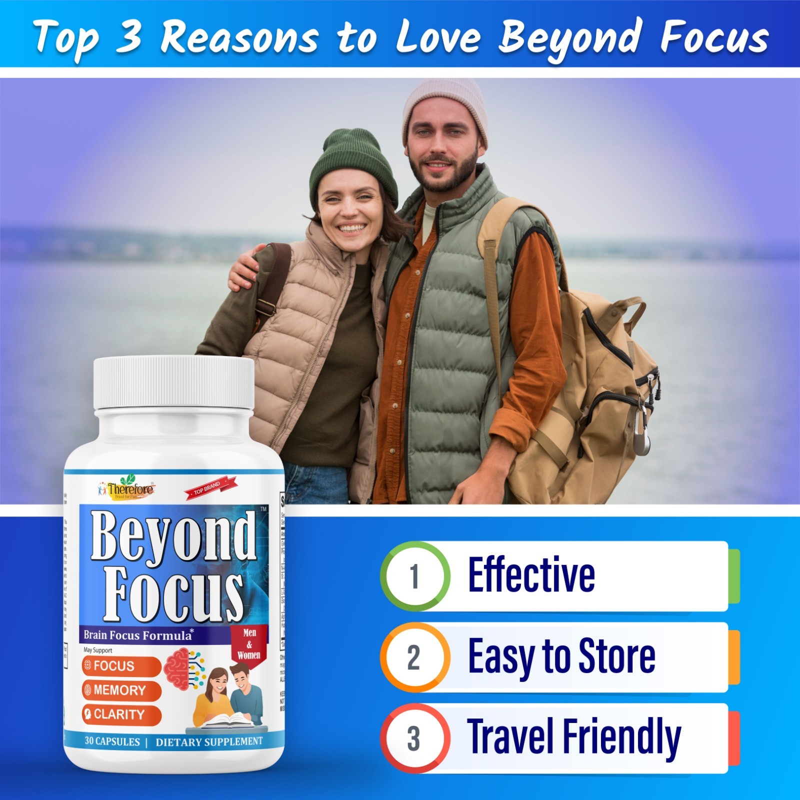 Brain supplement for Memory & Focus, Support Mental Clarity, Attention-30ct