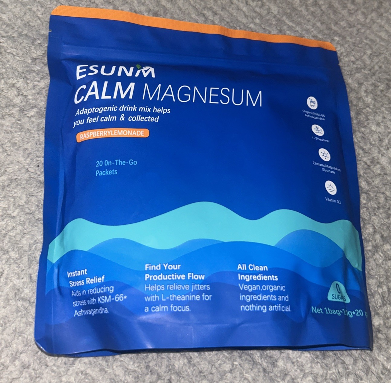 ESUNM ~ Calm Magnesium ~*Raspberry Lemonade*~ 20 Packets ~ Sealed ~ Exp.07/2027