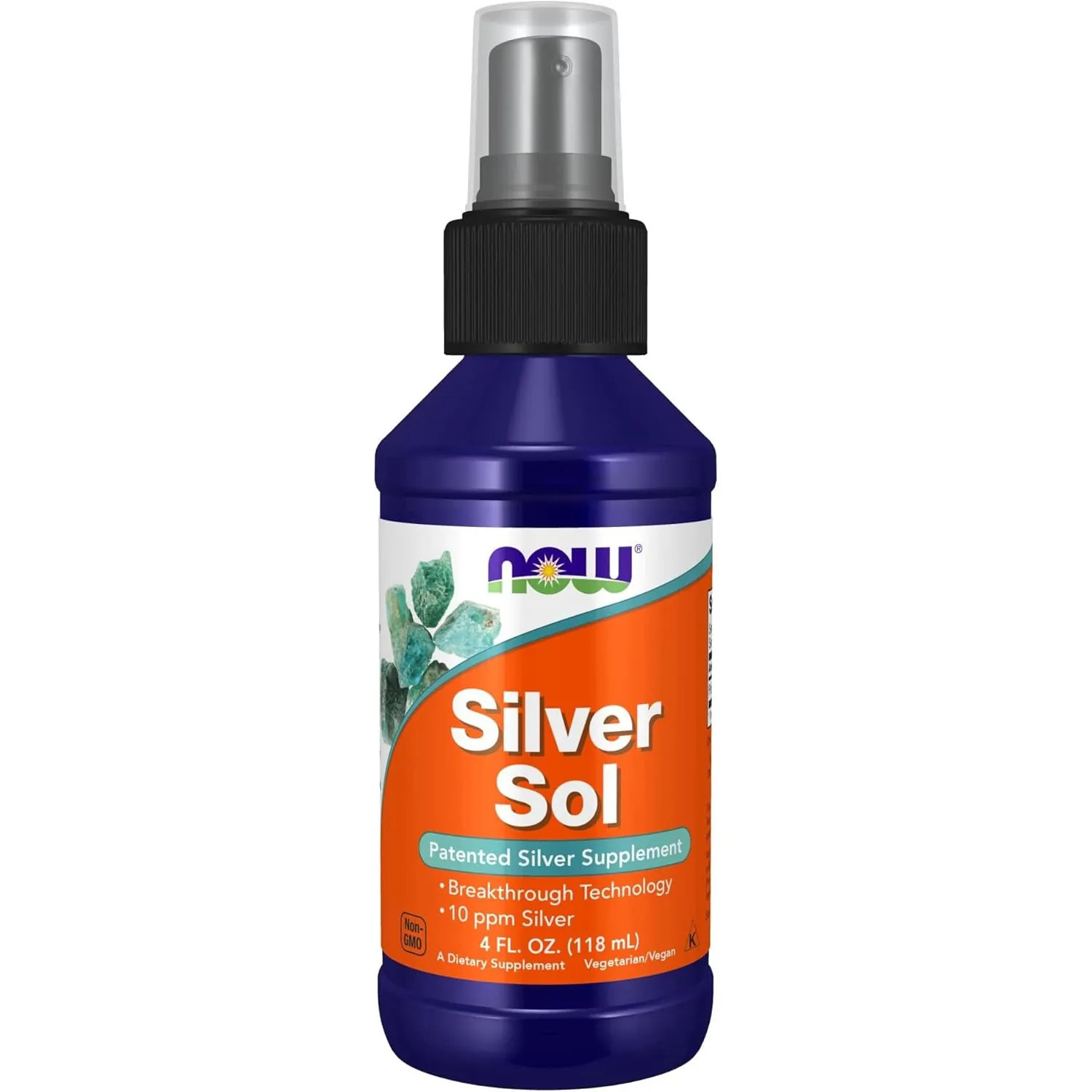 NOW Foods Silver Sol Liquid, 10 PPM+Elemental Silver+Deionized Water,4FlOz