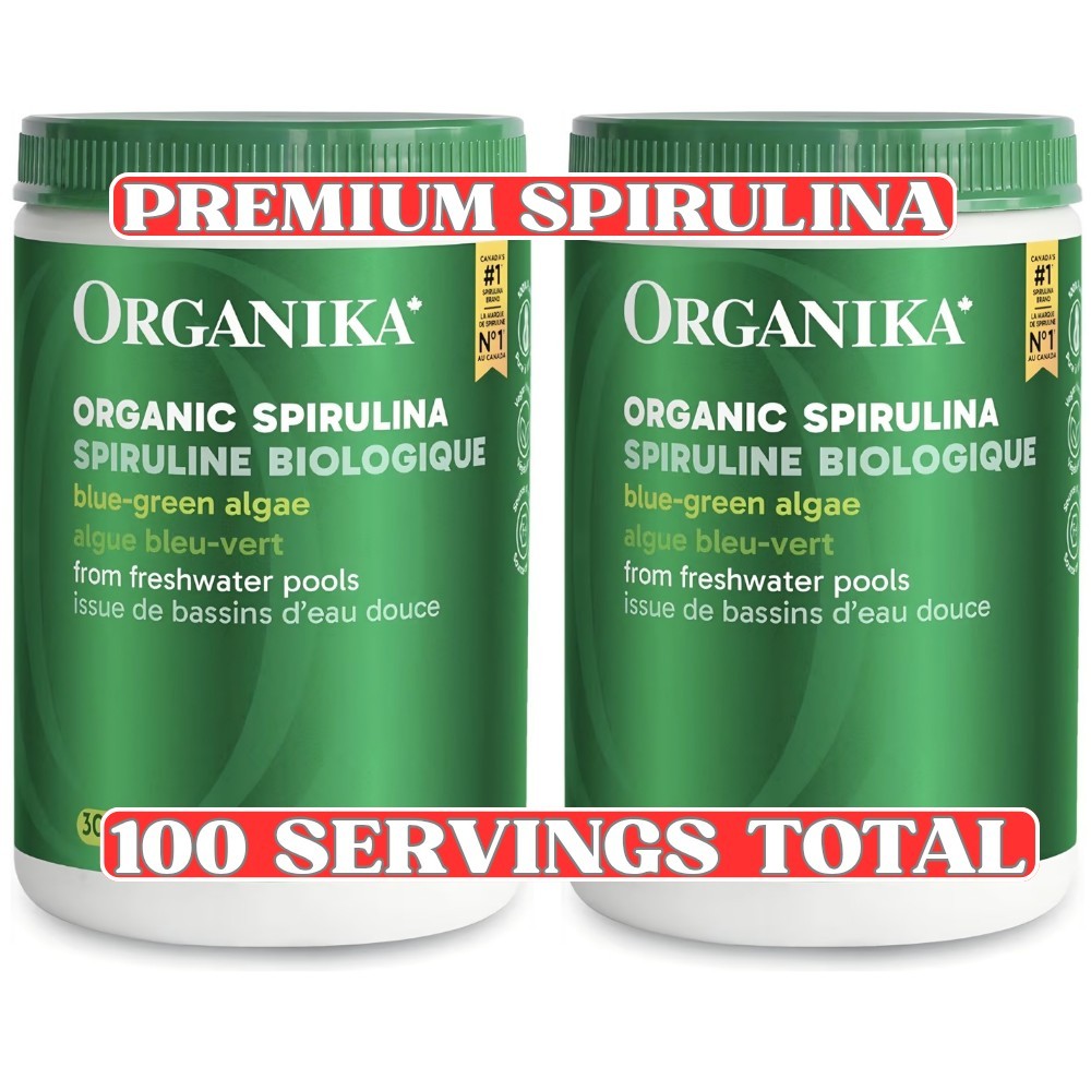 Organika Organic Spirulina Blue-Green Algae 2-Pack 100 Servings