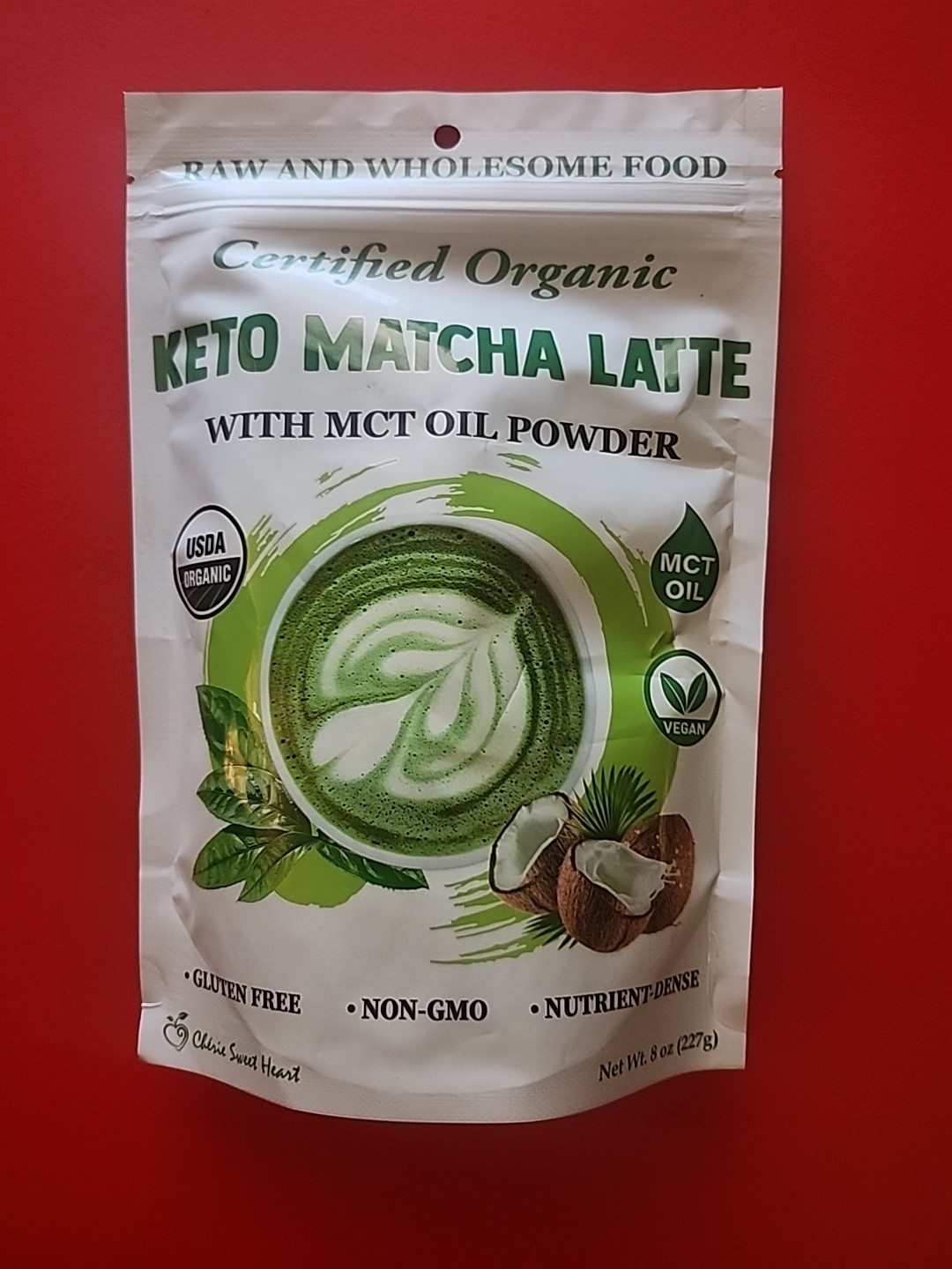 KETO MATCHA LATTE WITH MCT OIL POWDER GLUTEN FREE, NON GMO