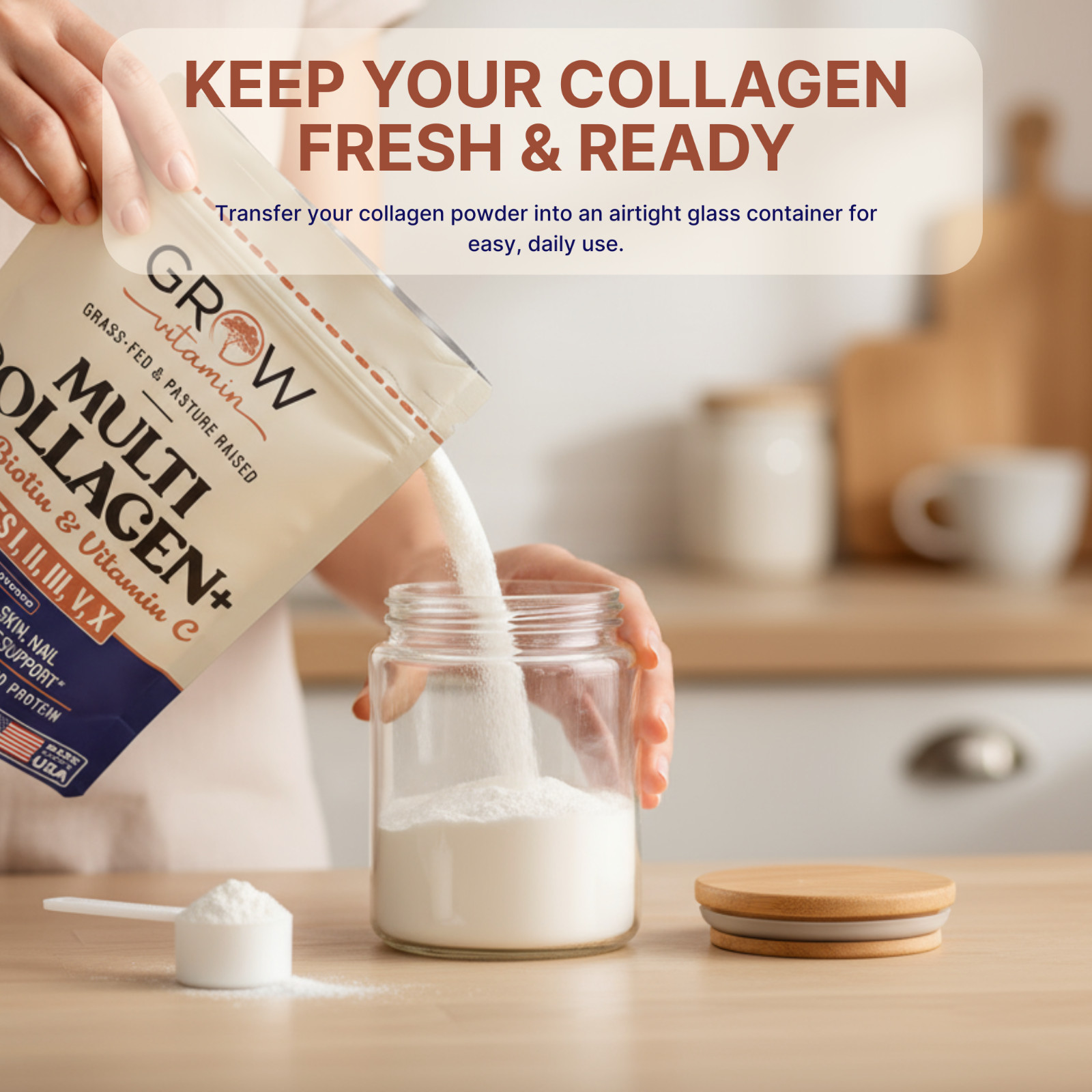 Collagen Peptides – Hair, Skin, Nail, and Joint Support – Type I & III Collagen