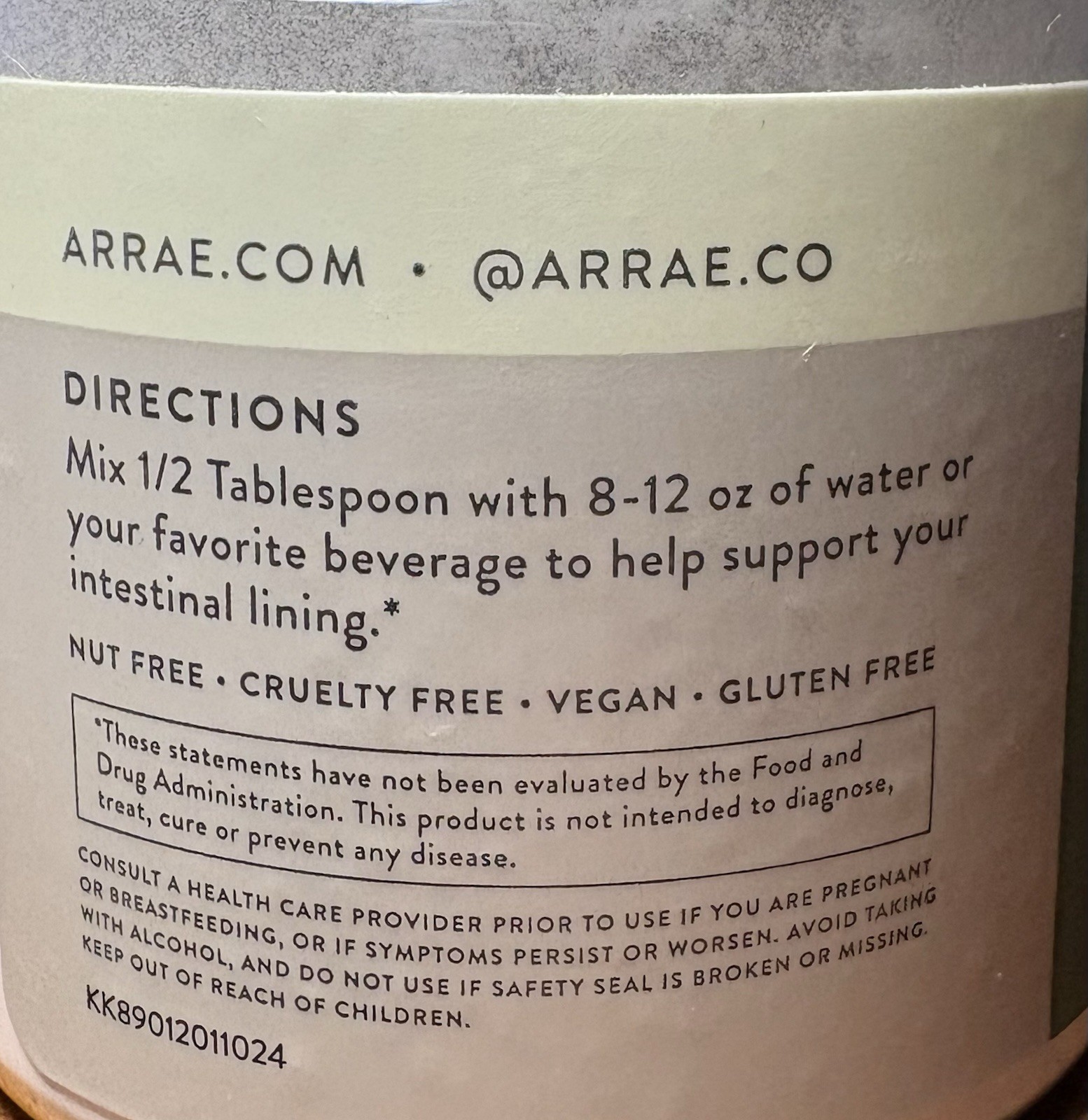 Arrae L-Glutamine Dietary Supplement 50g 1.76 oz 10 Servings New Sealed