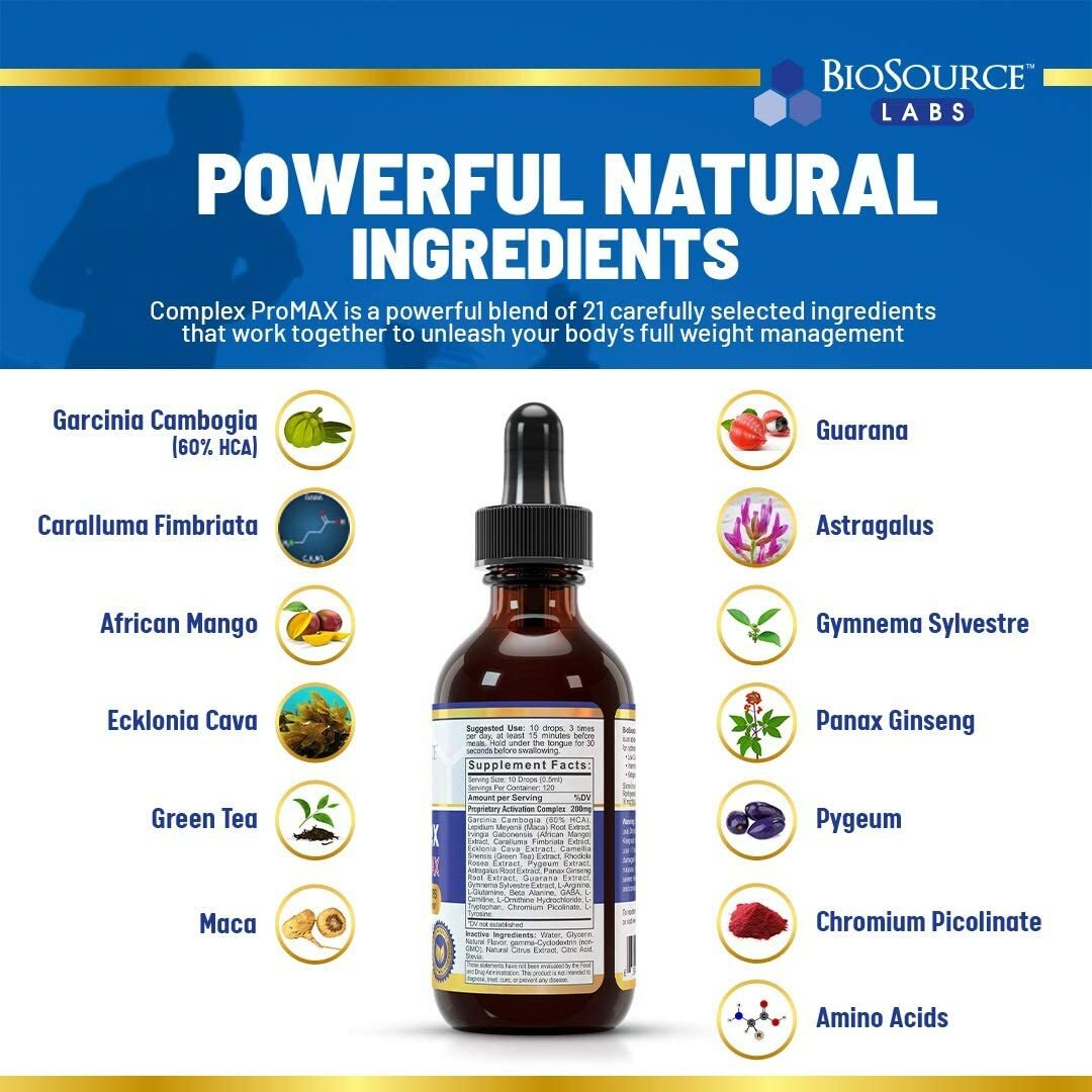 BioSource Labs Complex ProMAX Premium Diet Drops – 2 oz Bottle