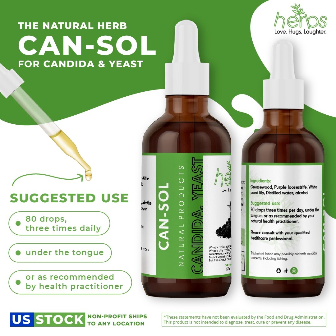 CAN-SOL 4 oz Liquid Natural Herbal Extract Supplement for Candida & Yeast