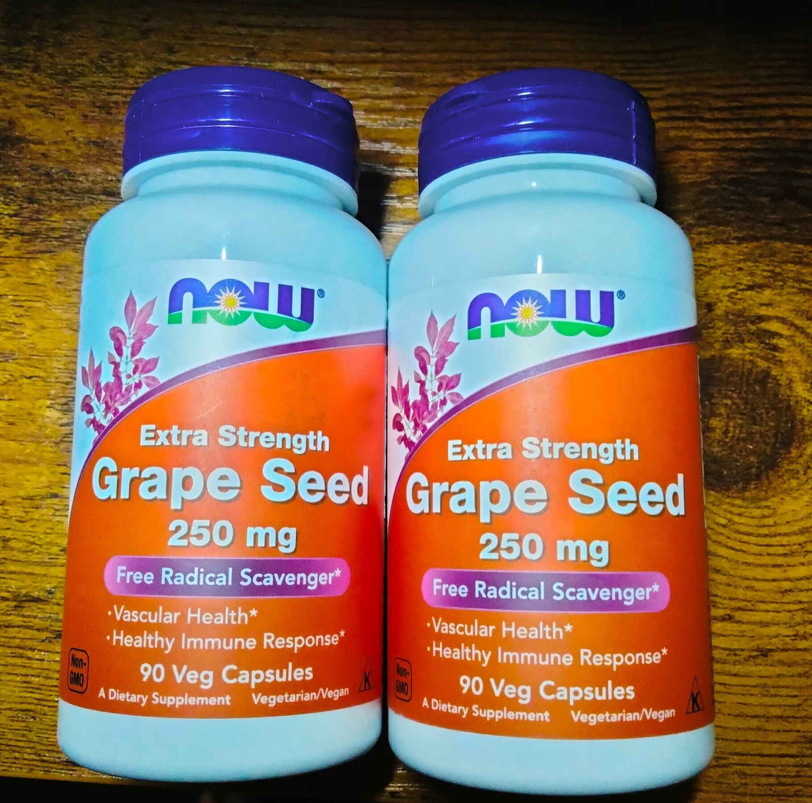 NOW FOODS Grape Seed Extra Strength 250 mg 90 Veg Capsules 2 pack 08/26