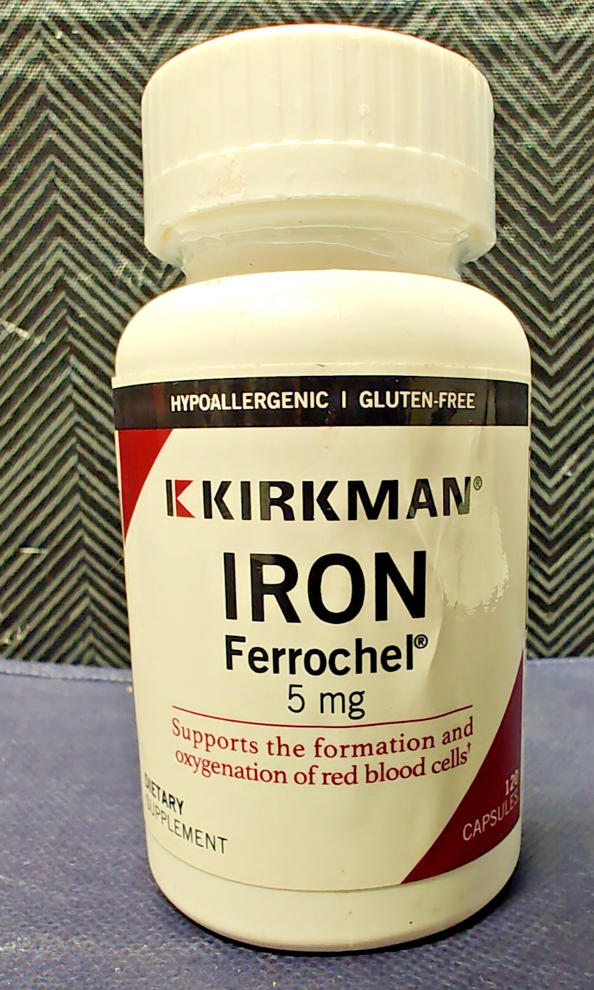 Kirkman Iron Ferrochel 5mg Supplement 120ct Capsules B82