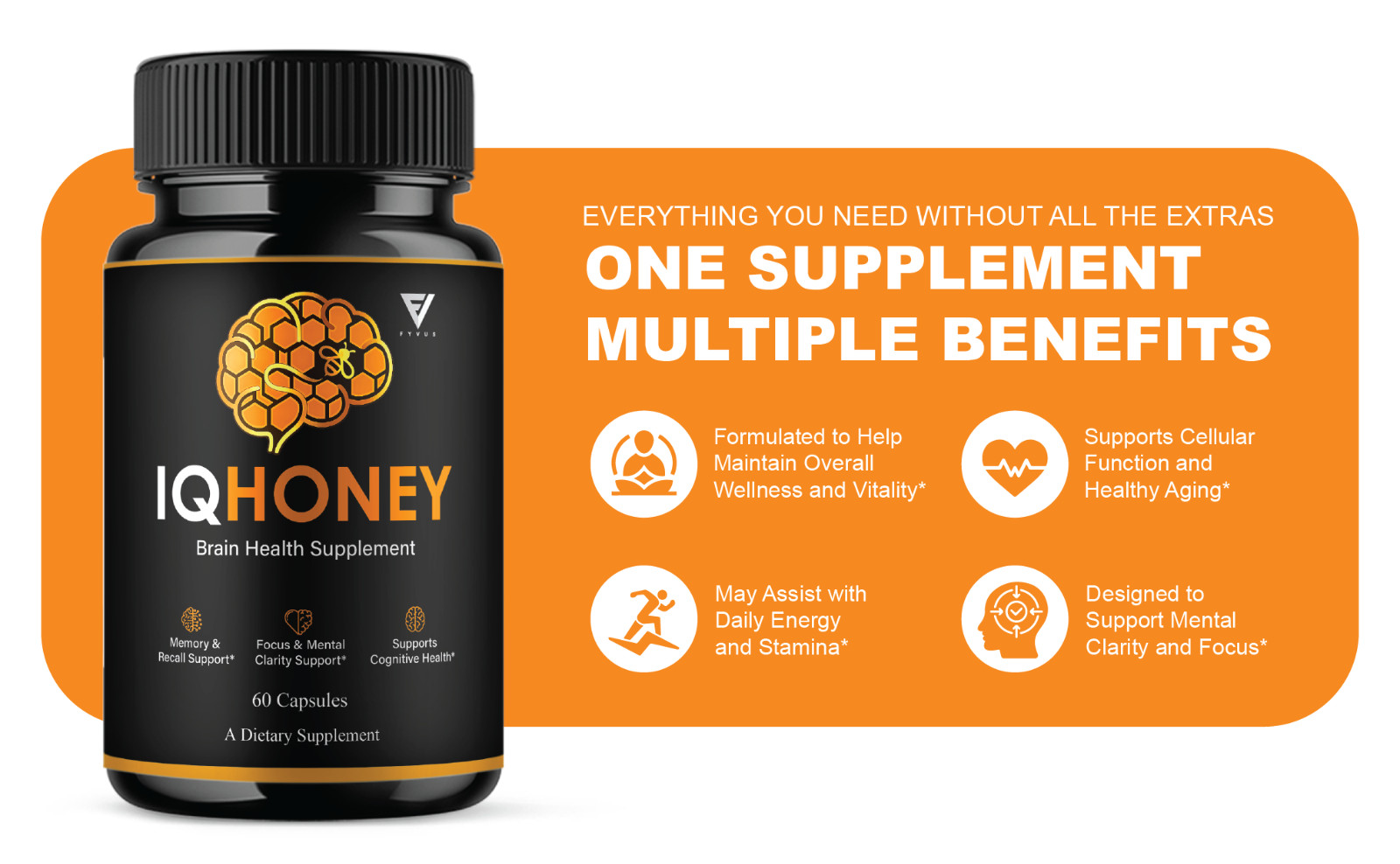 IQ Honey Advanced Nootropic, IQHoney Supplement (60 Capsules)