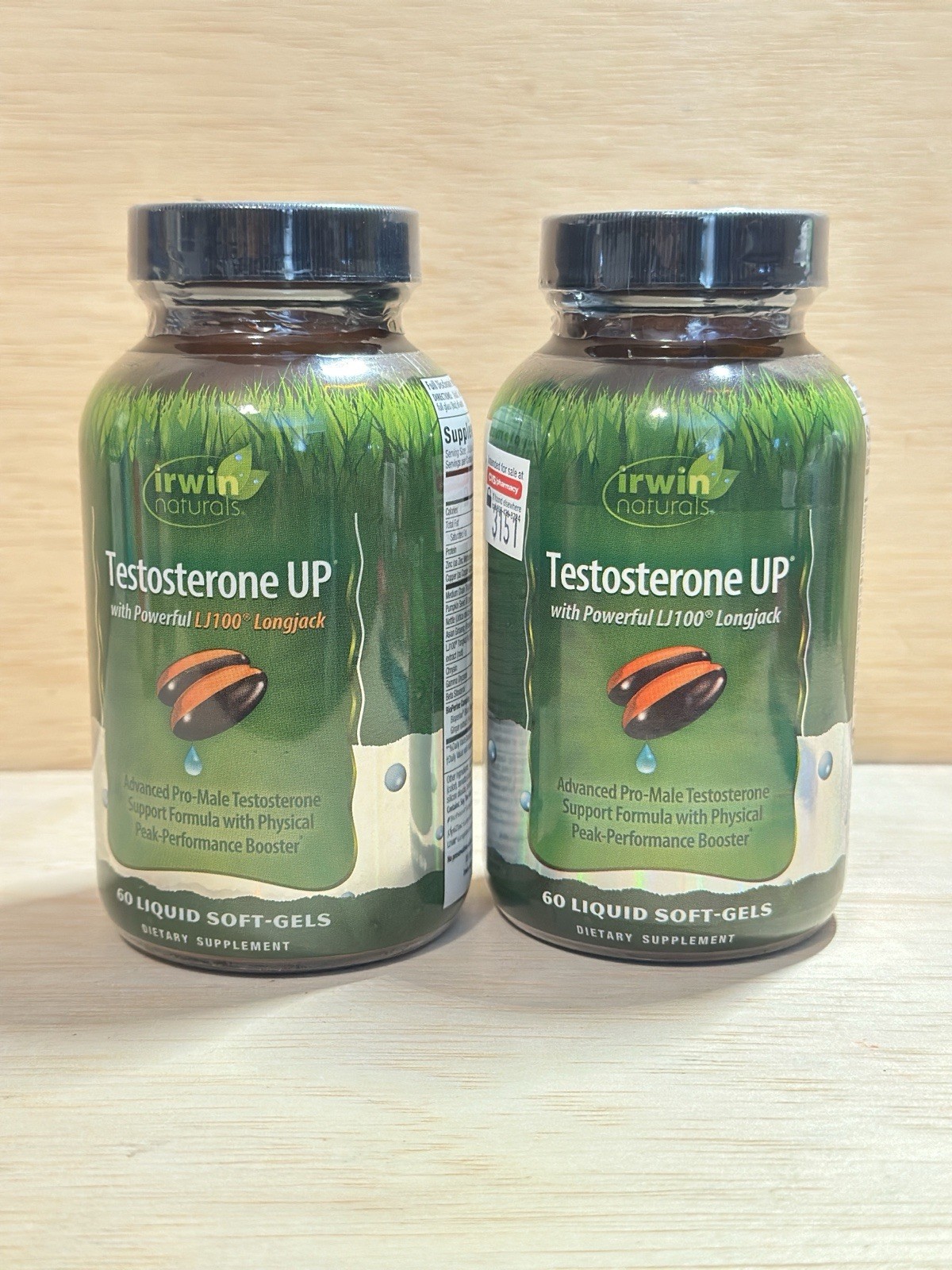 2- Irwin Naturals Testosterone UP W LJ100 Longjack 60 Soft-Gels Ea Exp 2 & 8/27