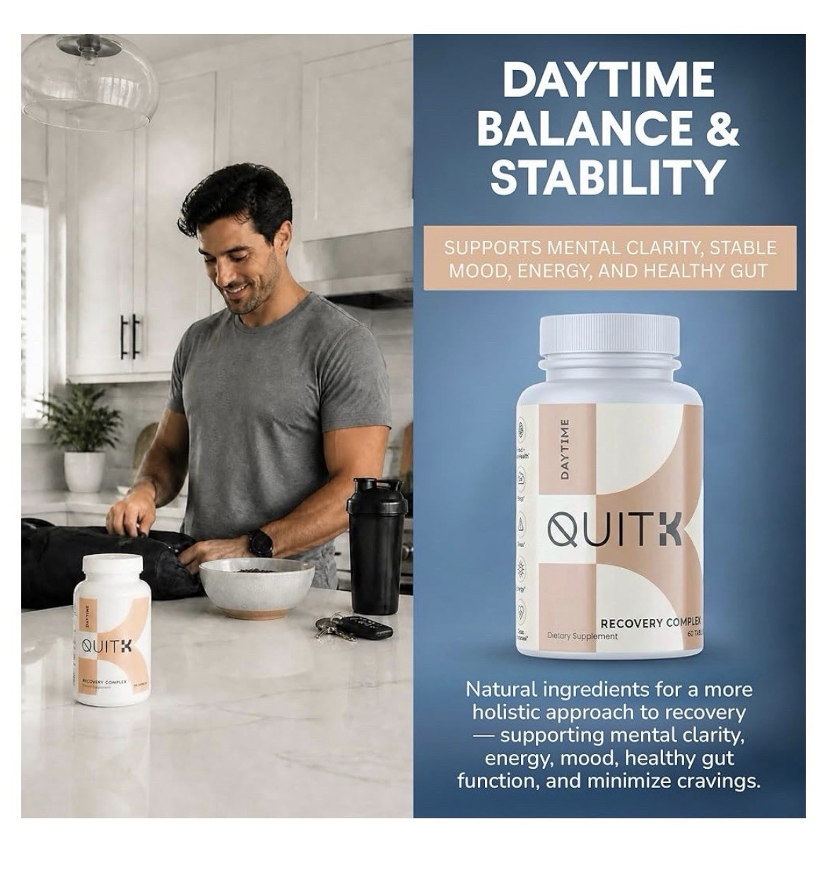 QUITK Withdrawal and Recovery Complex Day And Night Detox Support 30 Day Supply.