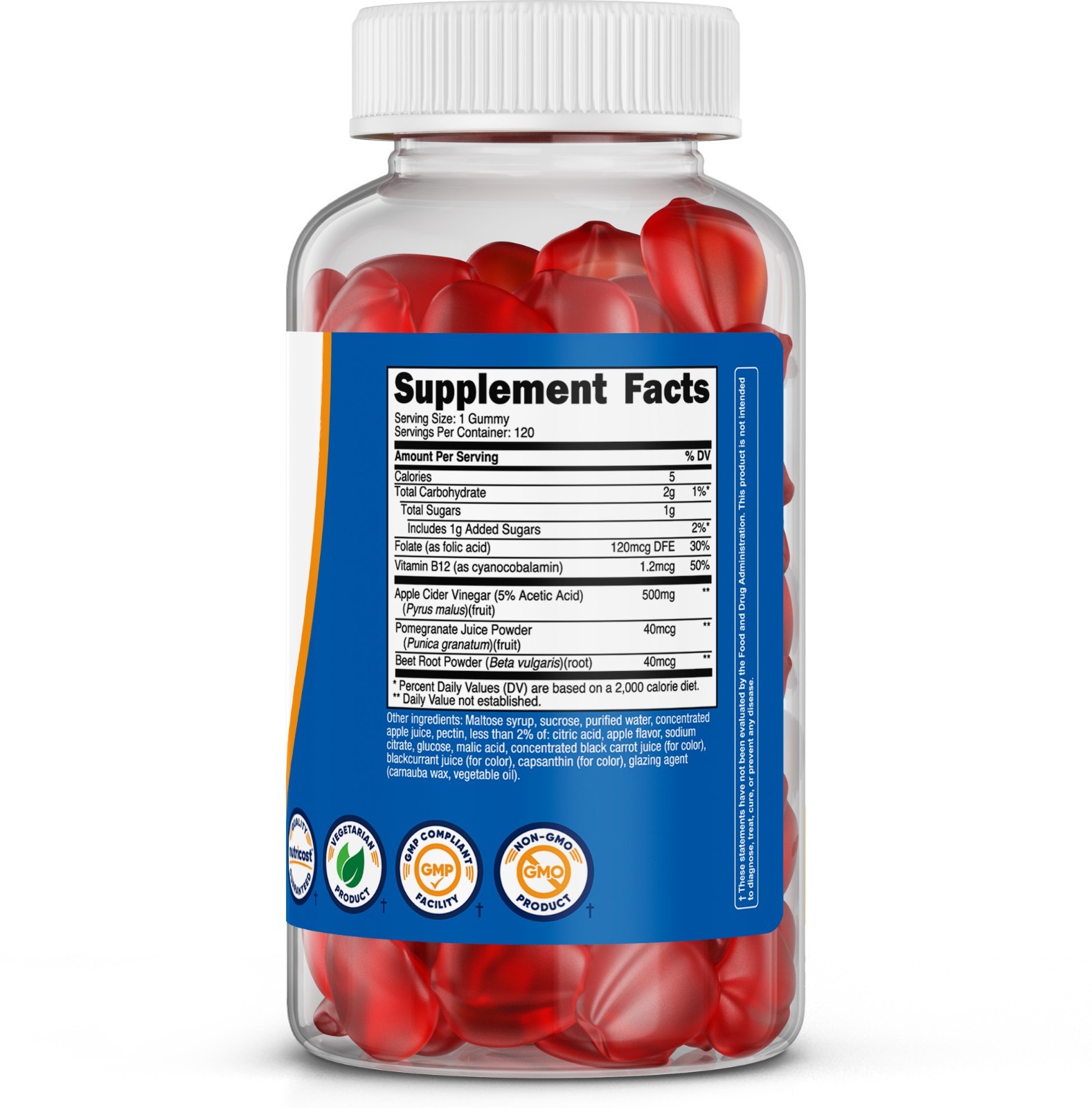 Nutricost Apple Cider Vinegar 500mg, 120 Gummies, Apple Flavored