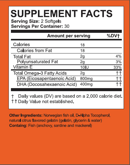 Me First Living Fish Oil 2000 MG Omega 3, 800mg EPA, 400mg DHA – 60 Softgels
