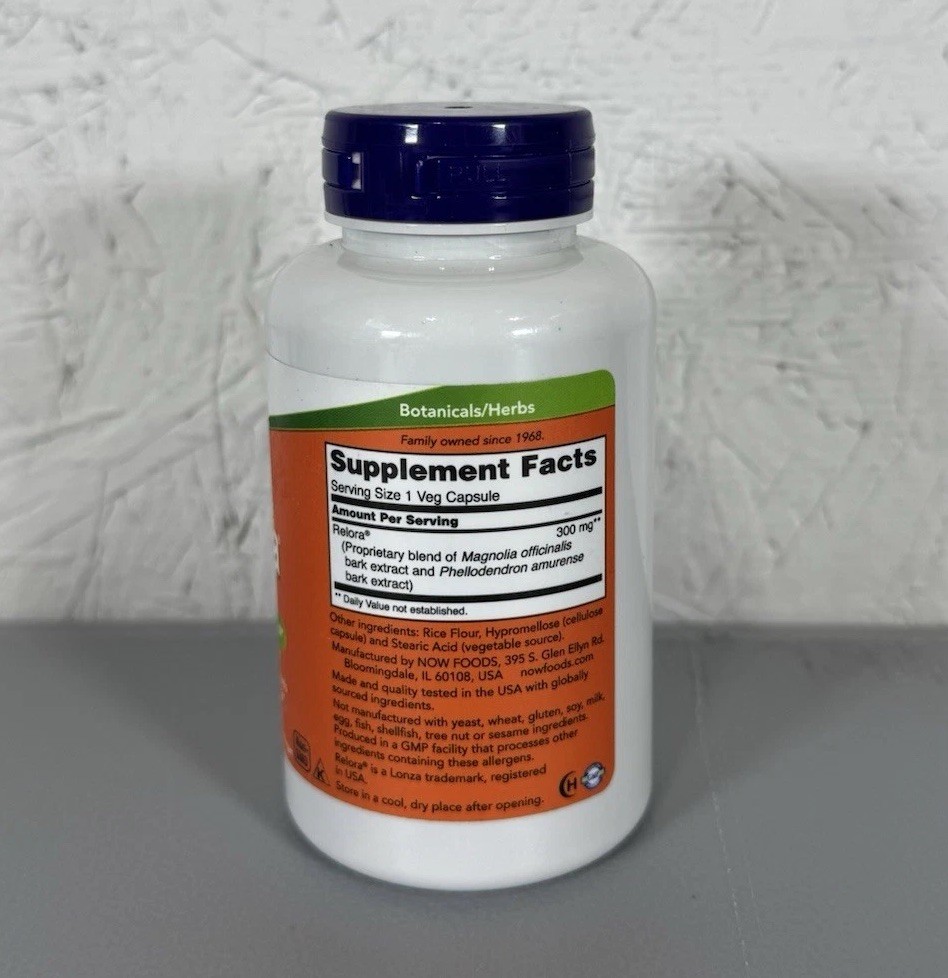 NOW Foods Relora 300mg Herbal Stress Support Supplement 120 Veg Caps EXP 12/2026