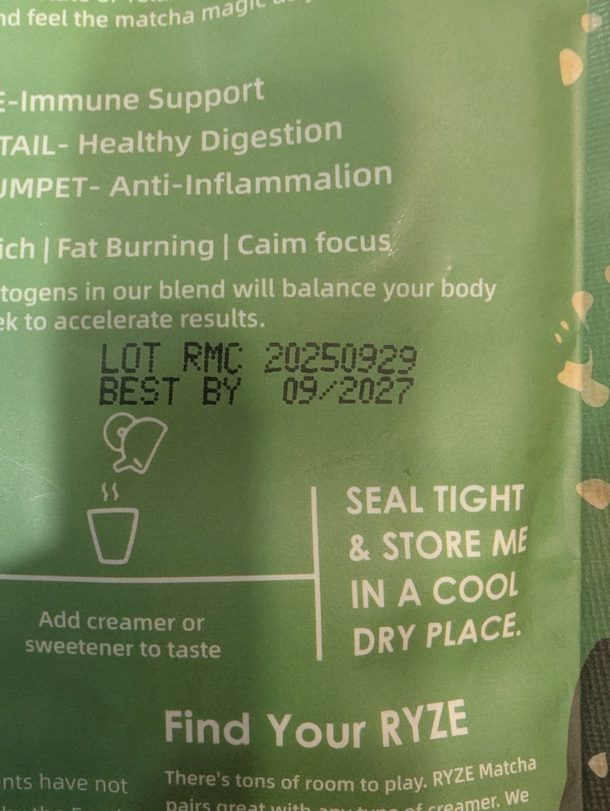 (2) Ryze Organic Mushroom Matcha + Coffee- 30 Servings Sealed Exp 9/27