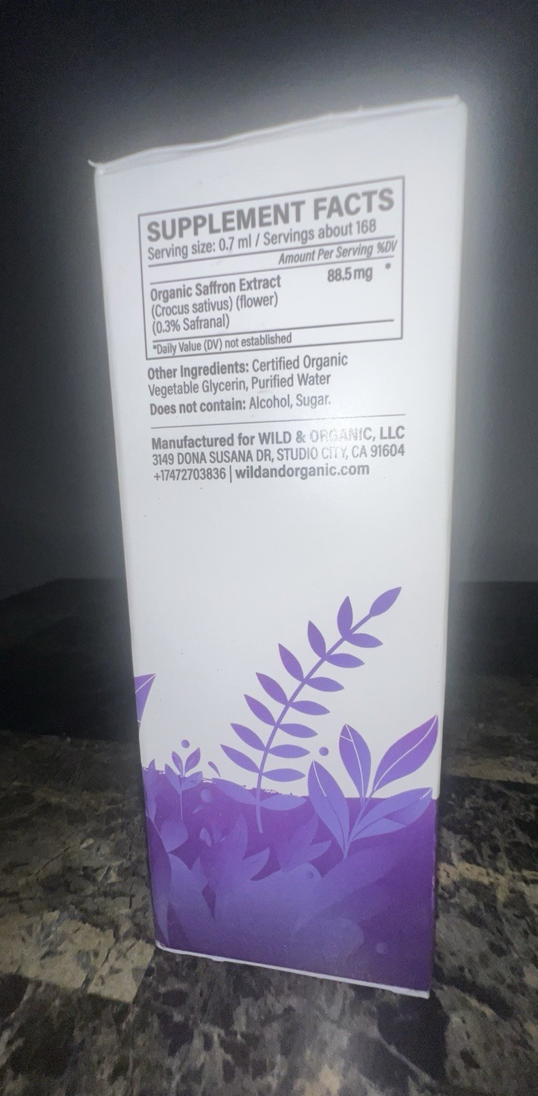 Wild & Organic Saffron Extract Liquid Drops Alcohol Free Vegan 4 fl oz