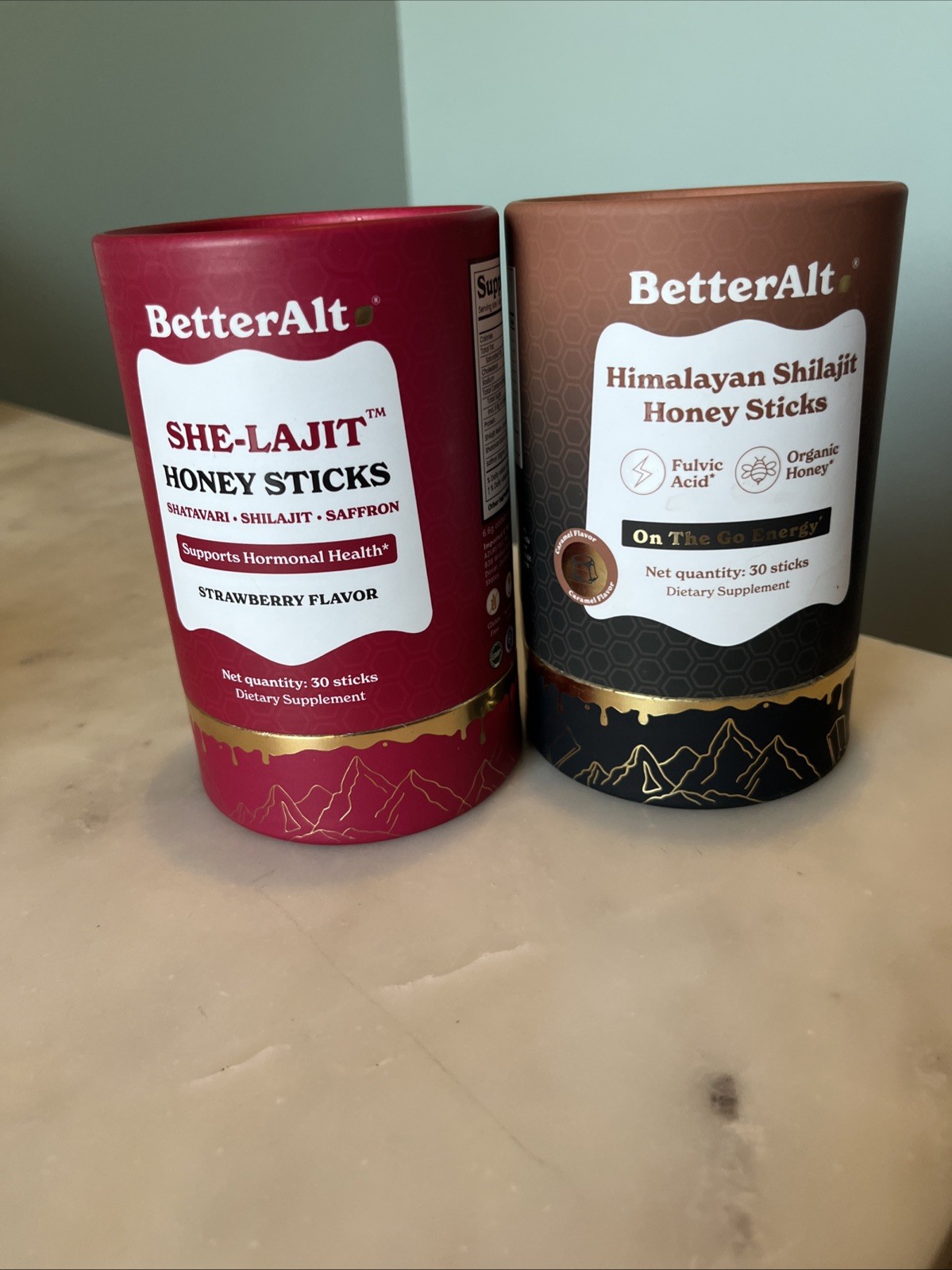 BetterAlt Shilajit Honey Sticks, Strawberry & Caramel, 30 Each, Energy Support