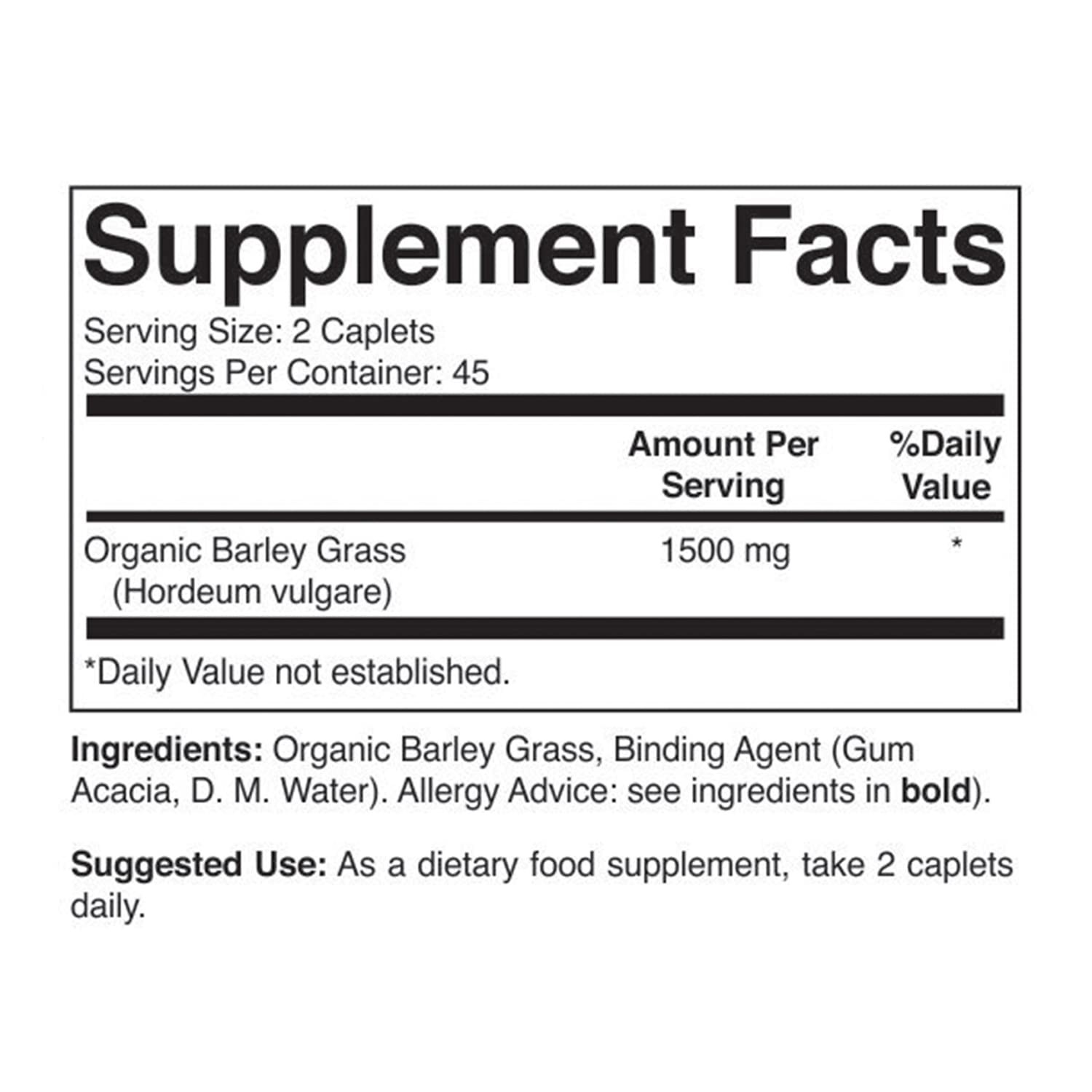 Brieofood Organic Barley Grass 1500mg, 45 Servings, 90 Count (Pack of 1)