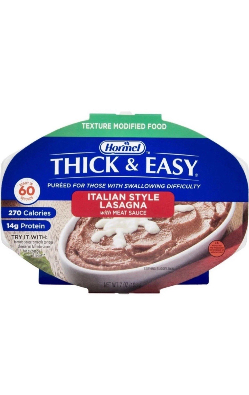 Thick & Easy Purees Thickened Food Beef Lasagna 7 oz Tray 7 Ct #60744