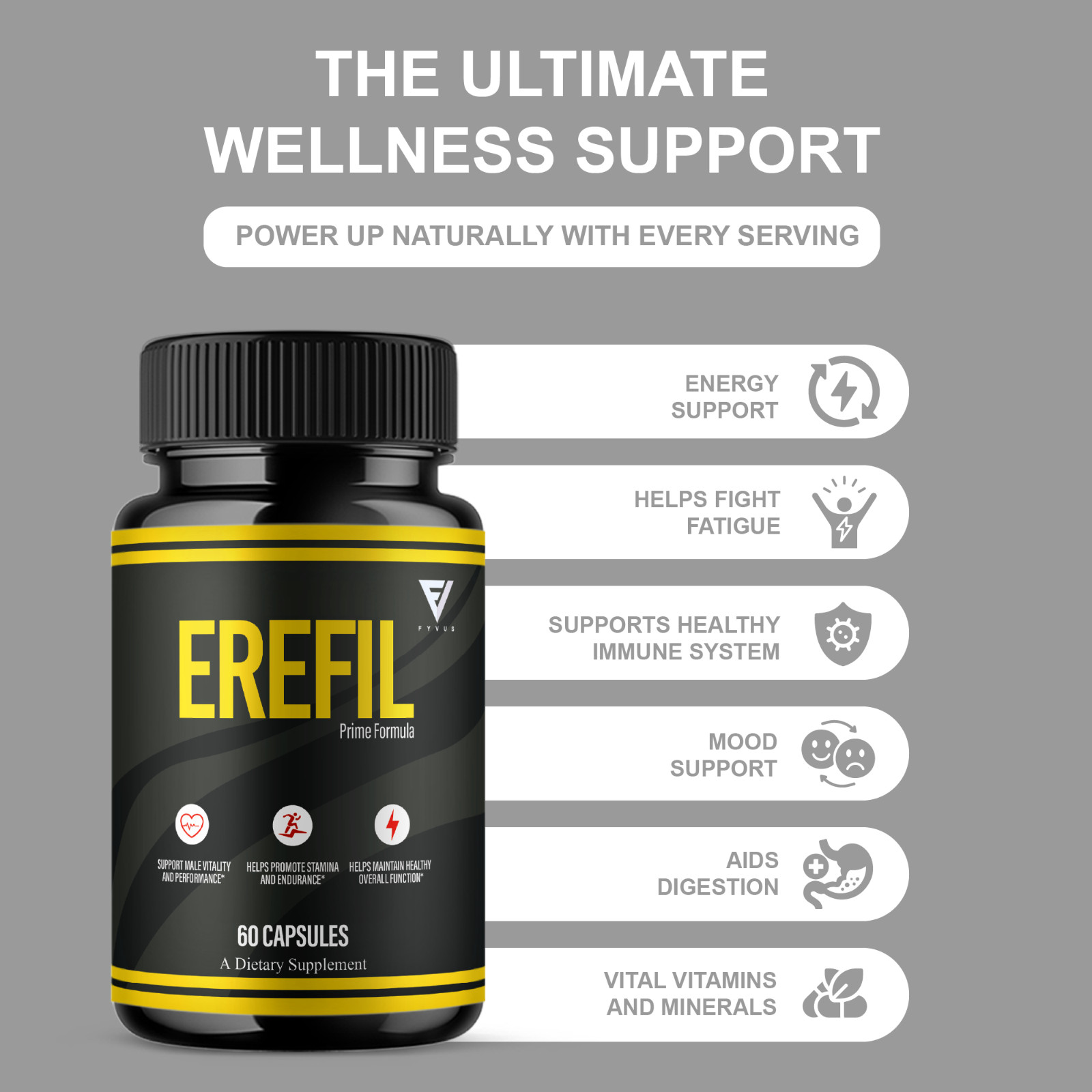 (3 Pack) Erefil Premium Performance Capsules, Erefill Supplement (180 Capsules)