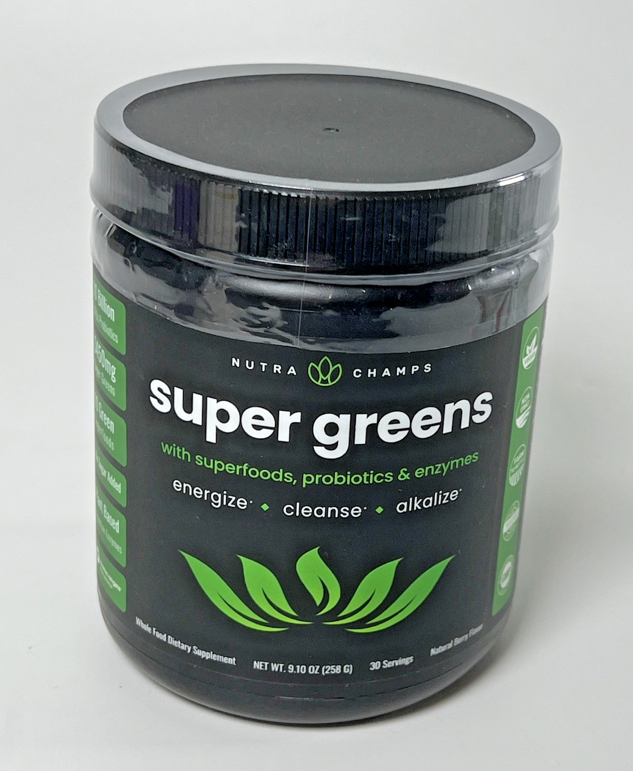 NEW Nutrachamps Super Greens Premium Powder w/Superfoods, Probiotics, Enzymes