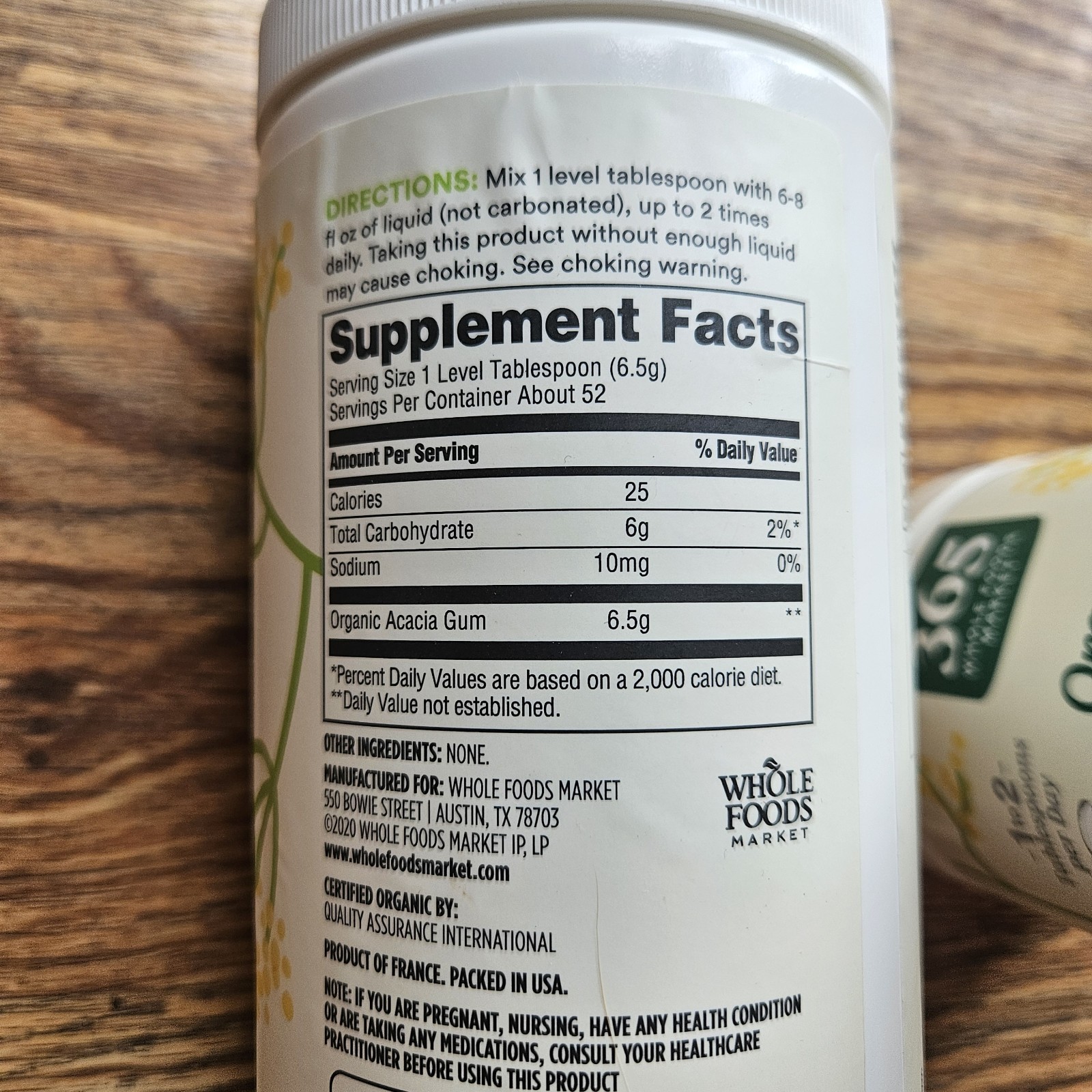 2 365 Whole Foods Market Organic CLEAR Acacia Powder 12oz Exp 01/27 NEW Sealed