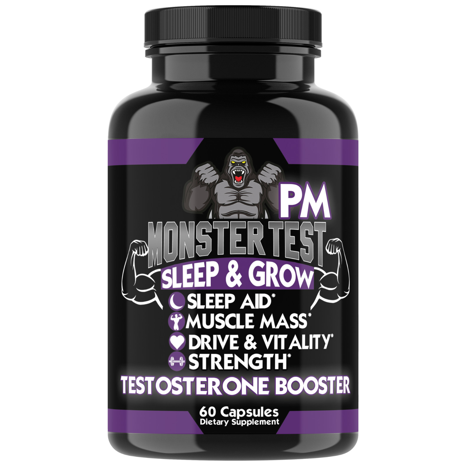 Men’s Test Booster Monster Test PM, Sleep Aid Pill – 60 Count – 12 Pack