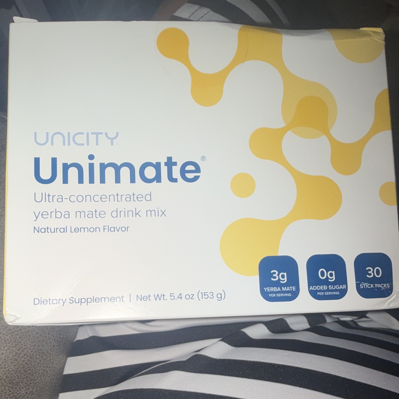 Unicity Unimate Ultra-Concentrated Yerba Mate Drink Mix Lemon 30 Sticks 5.4oz