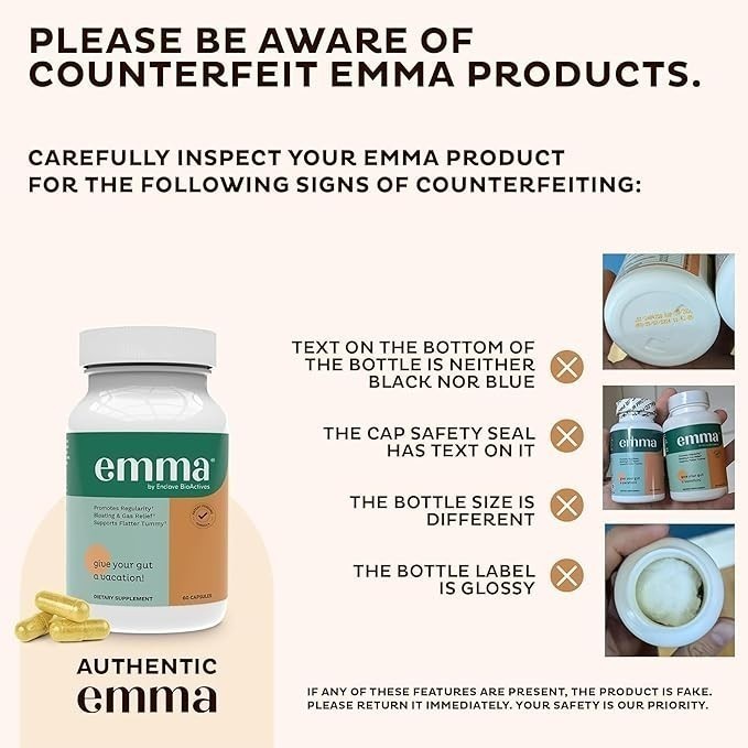 3 Pack Emma Relief Supplement for Gut Health Issues & Gut Bloating 60 capsules