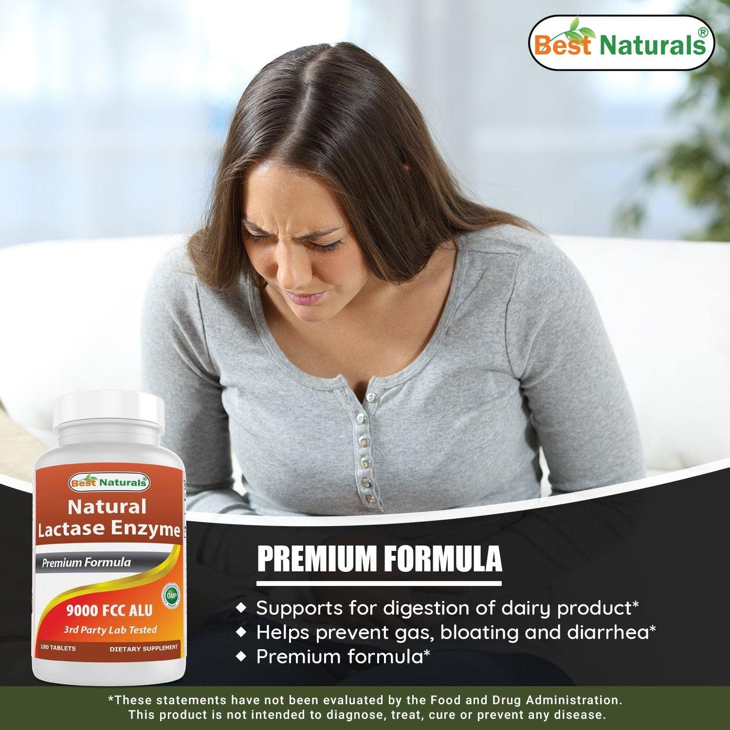 Best Naturals Lactose Intolerance Relief 180 Count (Pack of 1), No Color