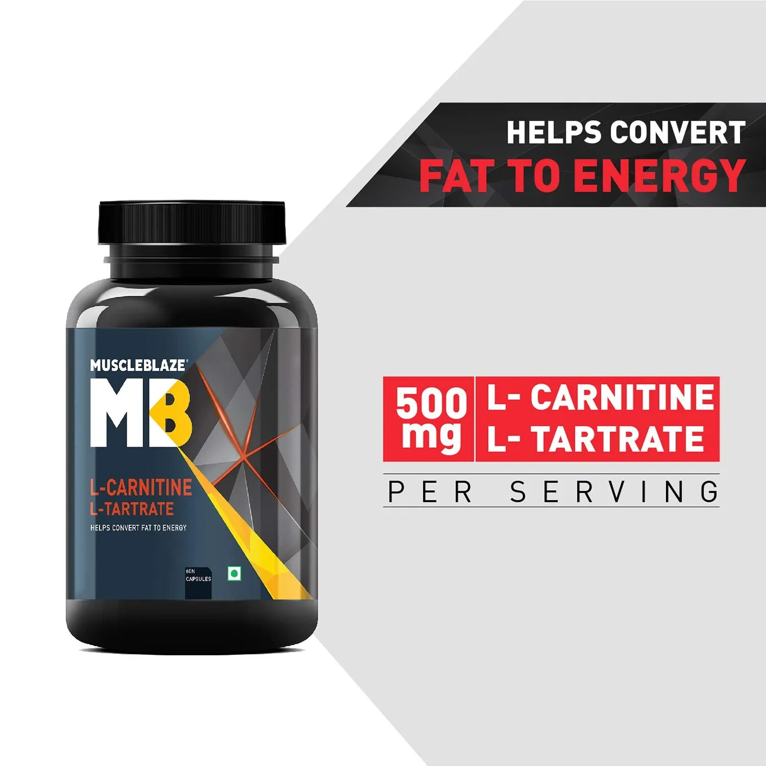 MuscleBlaze L-Carnitine L-Tartrate 500mg L-Carnitine Convert Fat into Energy