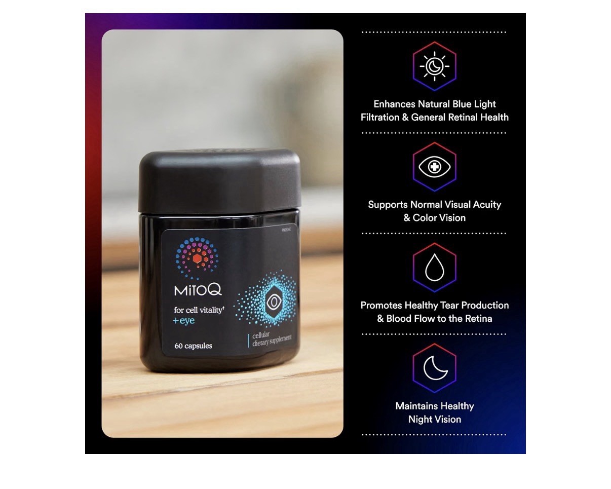 MitoQ For Cell Vitality + Eye Cellular Dietary Supplement Eye Health 60 Capsules