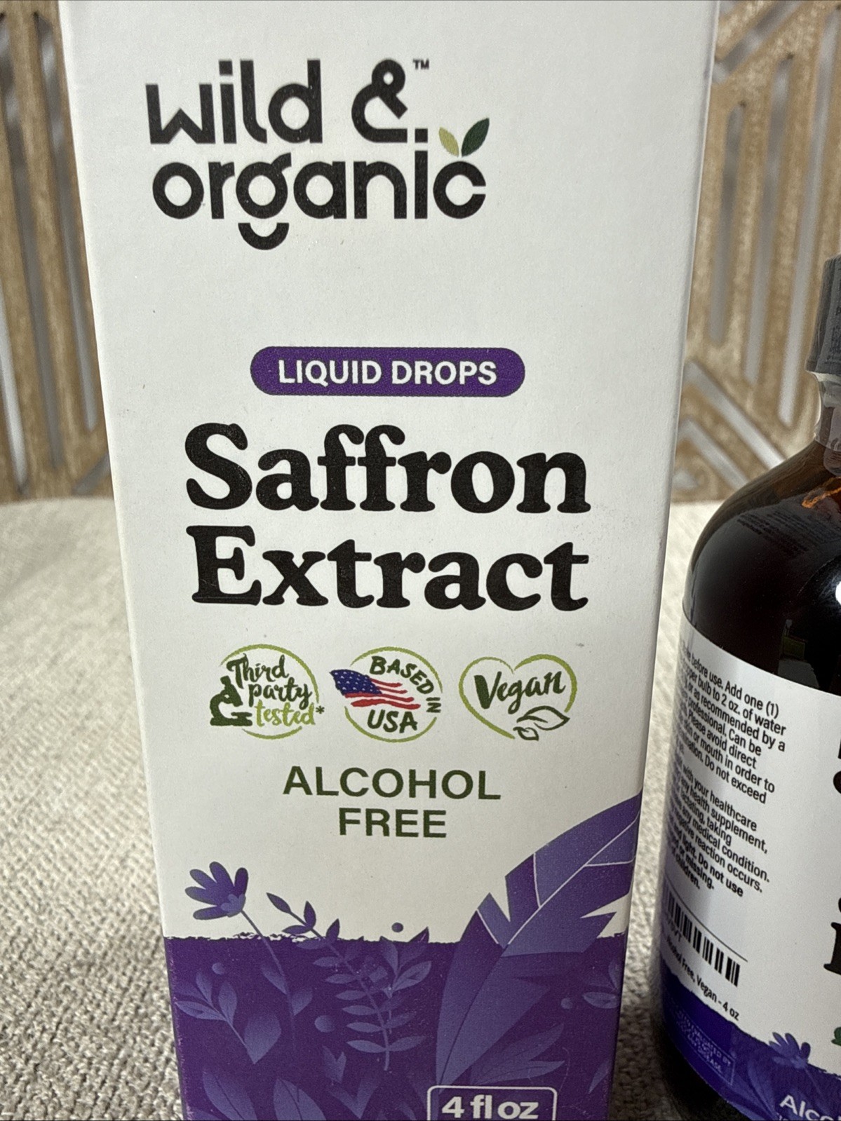 Wild & Organic Saffron Extract Liquid Drops 4 fl oz Alcohol-Free 5 Month Supply