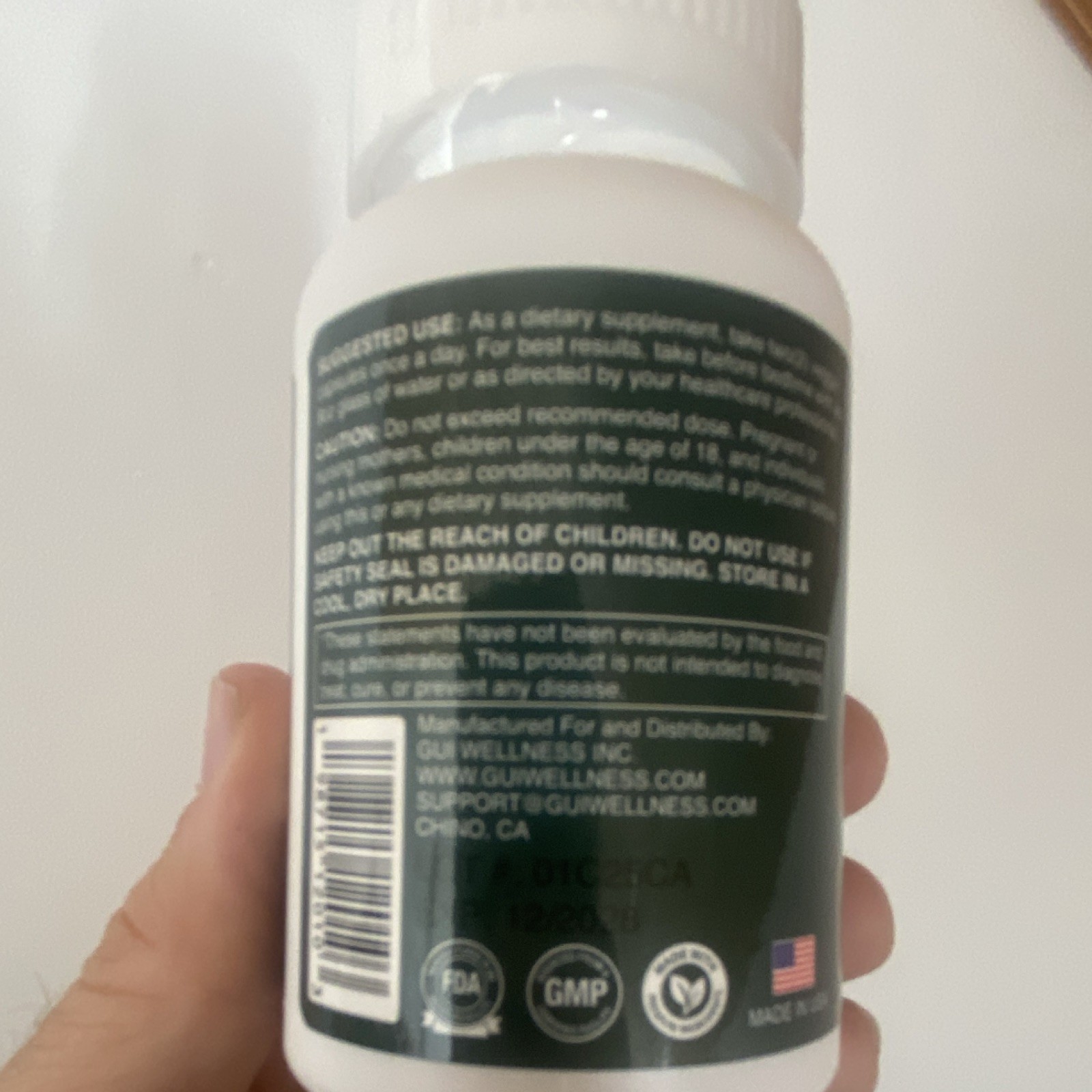GUI Wellness NAD+ Nicotinamide Riboside Resveratrol Quercetin Vegan 30 Capsules