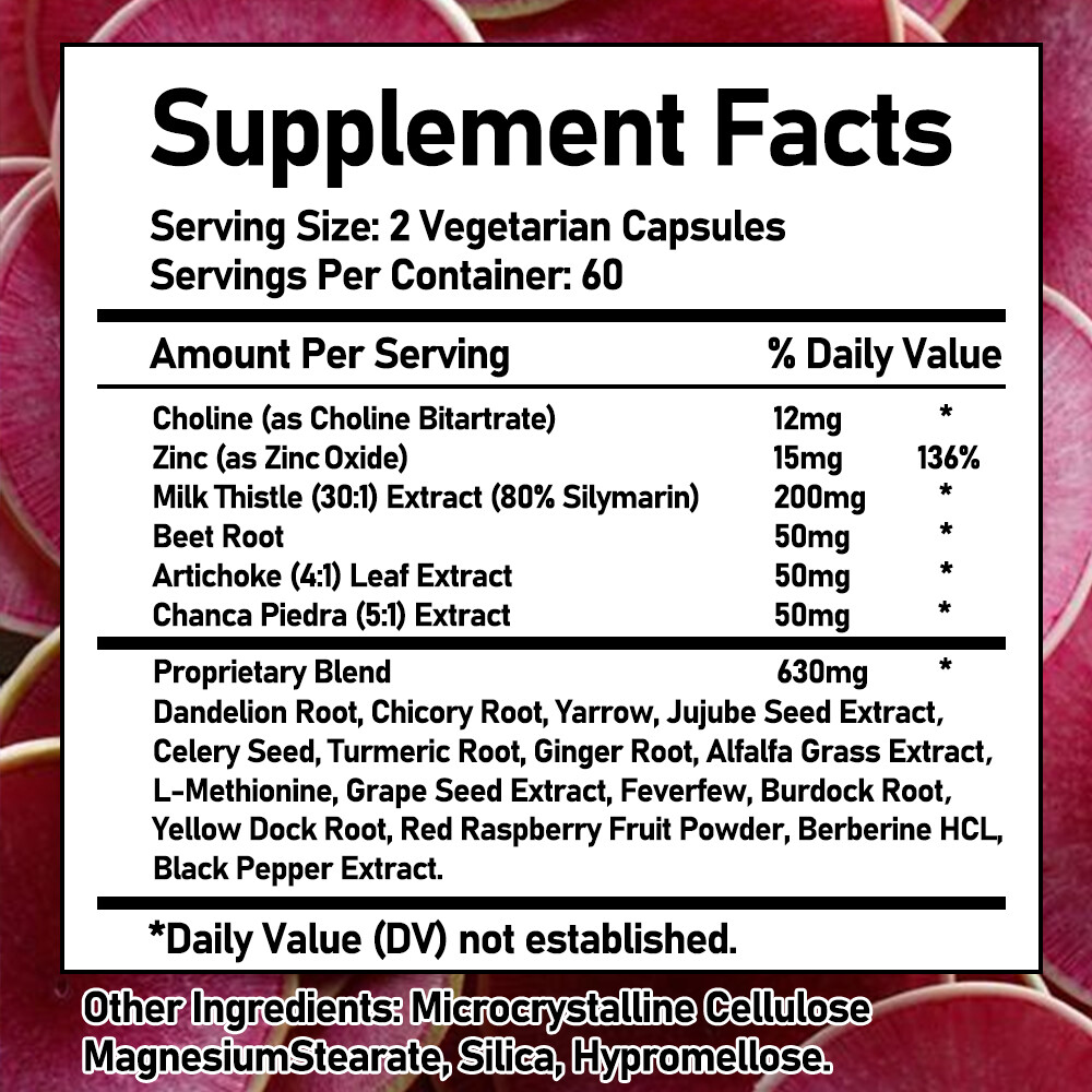 Liver Detox Cleanse & Repair Formula with Milk Thistle, Dandelion, Artichoke