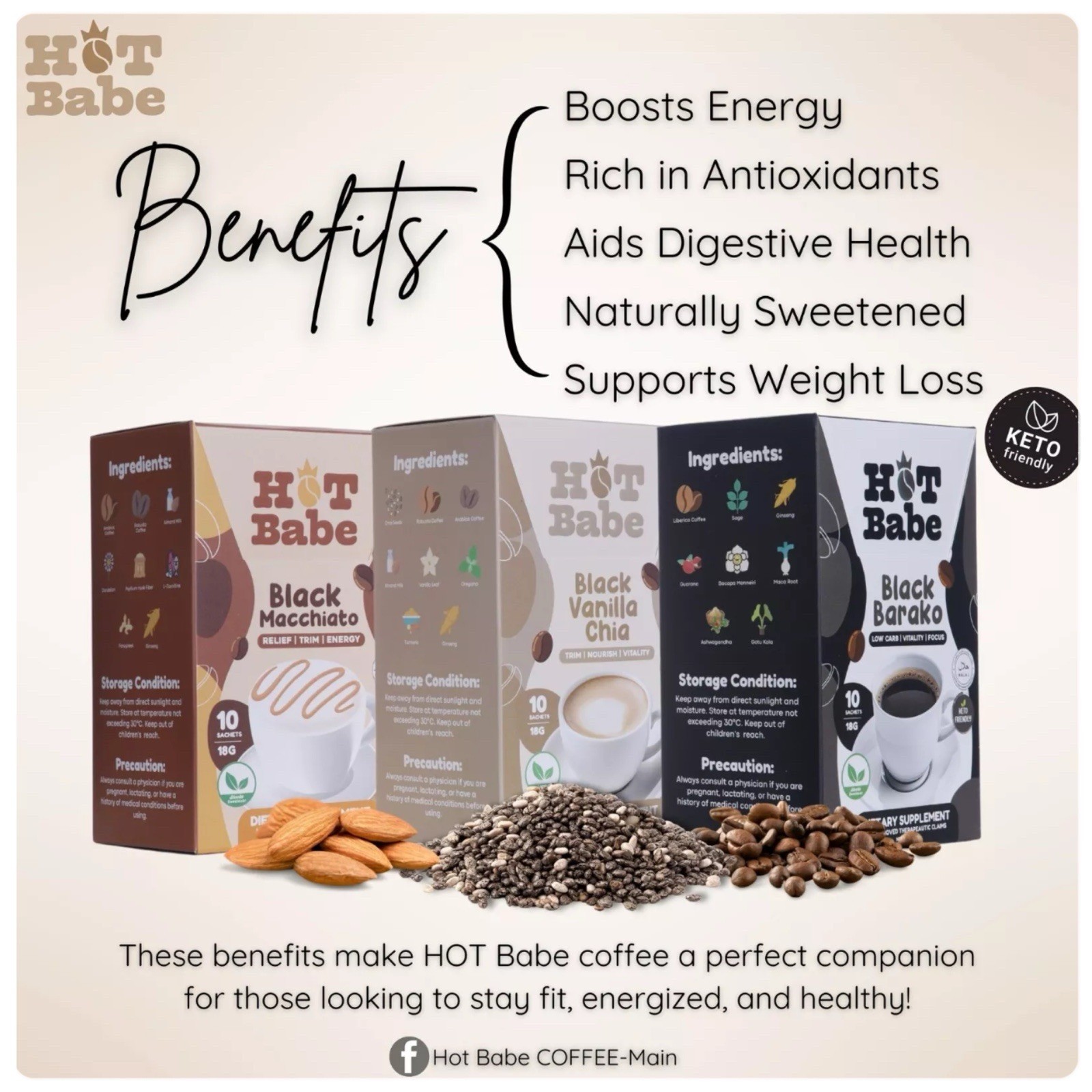 Hot Babe Black Macchiato Coffee by Kiray Celis (10 Sachets)