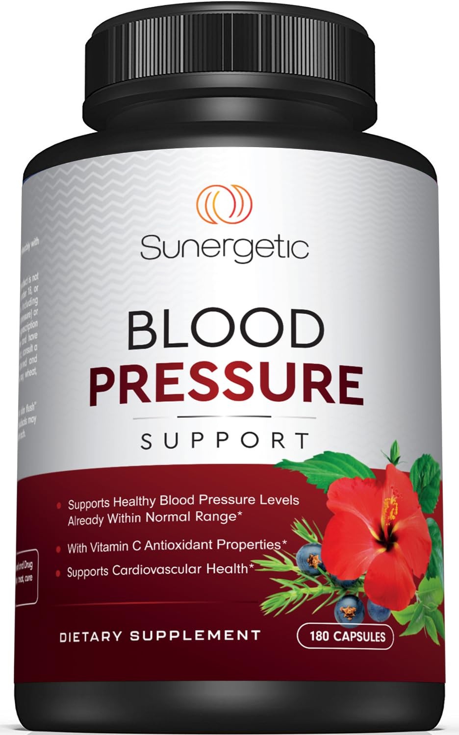 Sunergetic Premium Blood Pressure Support Supplement 180 Count (Pack of 1)
