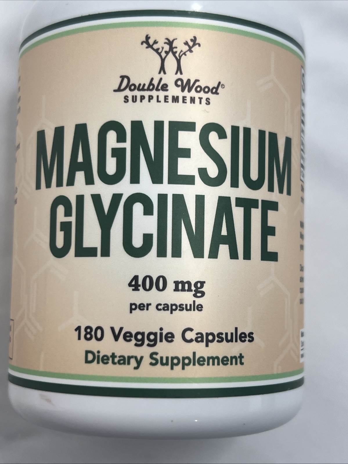 Double Wood Supplements Magnesium Glycinate 400mg 180 Veggie Capsules