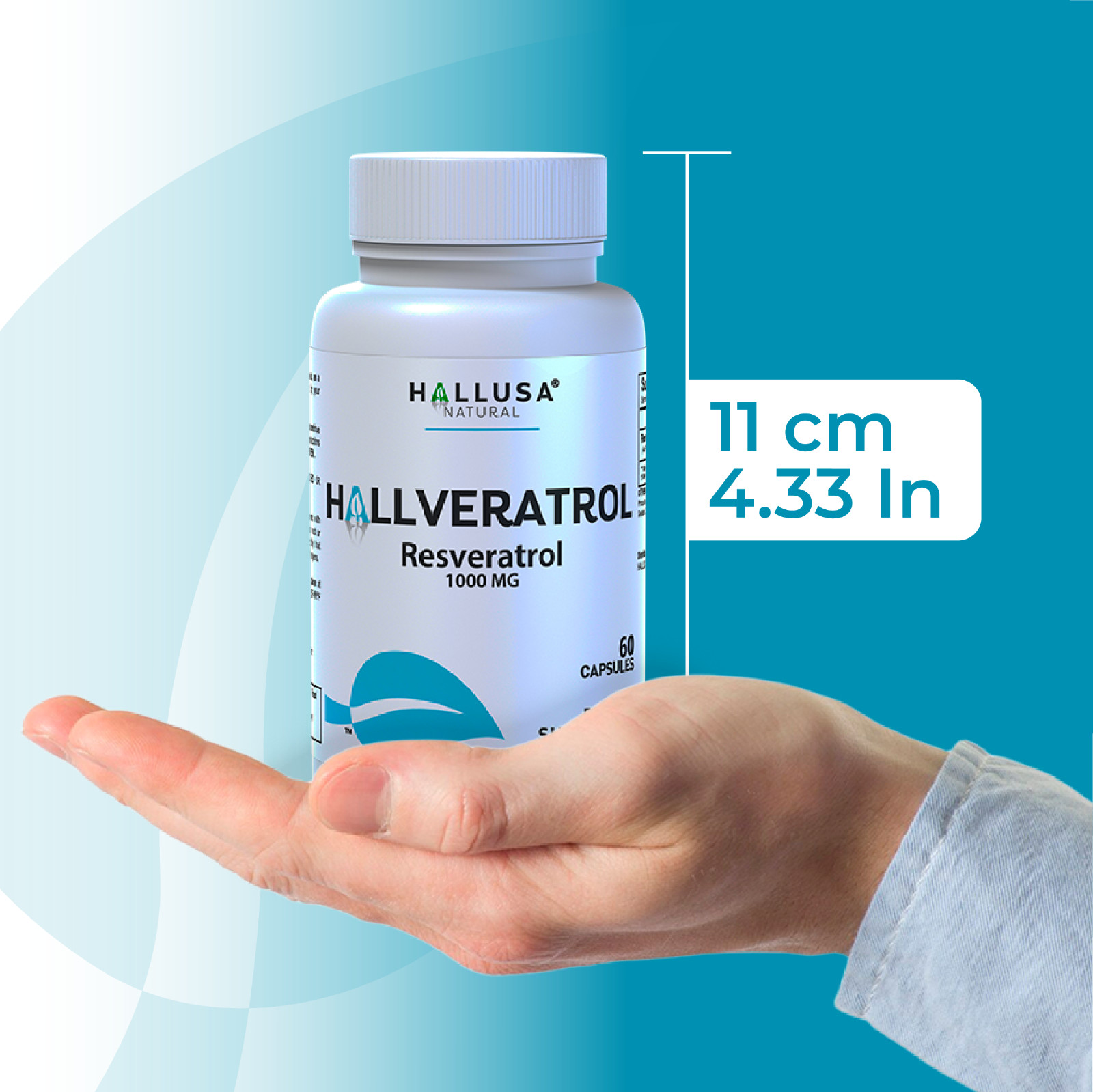 HALLVERATROL Resveratrol Capsules 1000 mg – Anit Aging & Brain Support – 60 Caps