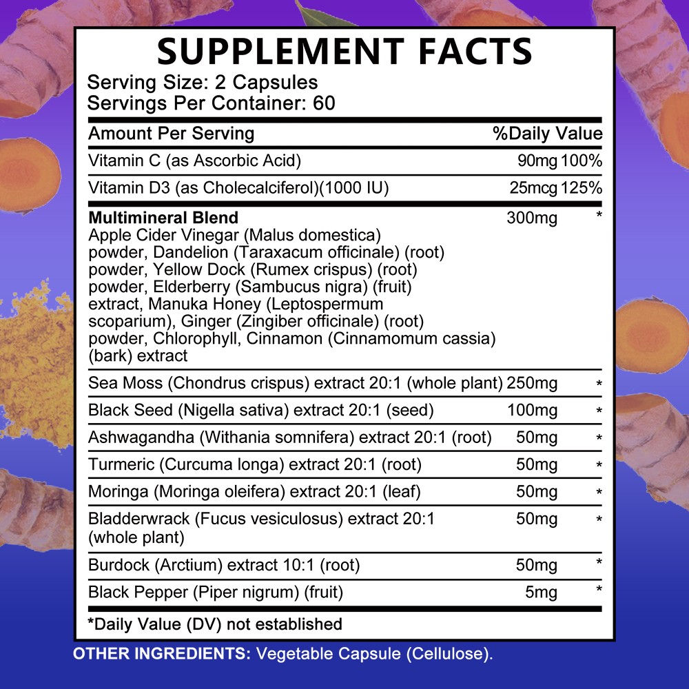 Mineral and Vitamin Multi-Capsule 30~120Caps Supports Immune Health energy level