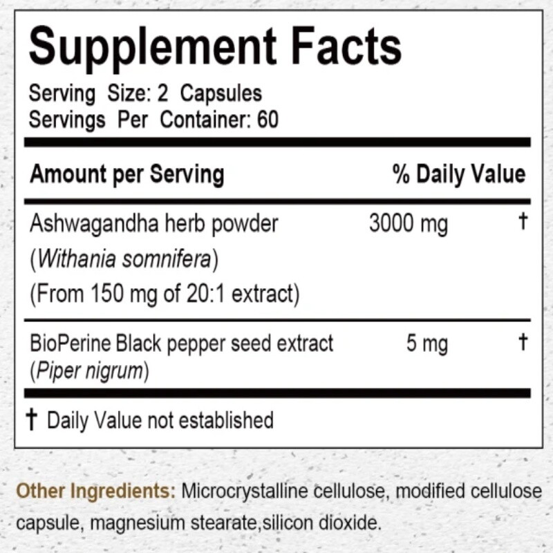 Ashwagandha Extract 3000 Mg – Powerful Supplement – Stress and Mood