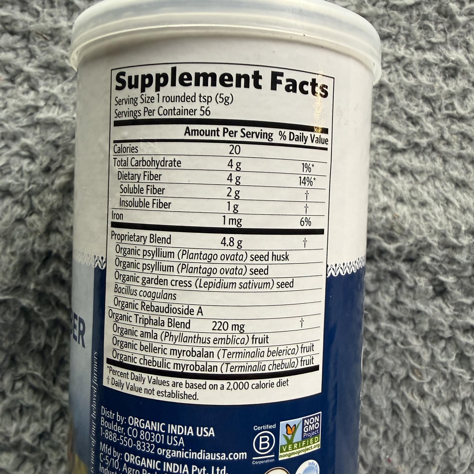 Organic India Psyllium Pre & Probiotic Fiber 10oz Original Digestive Support New